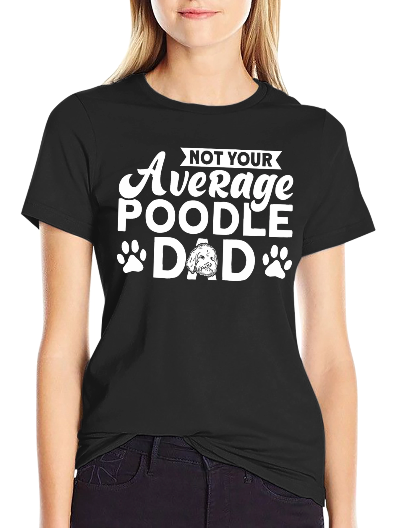 Black Poodle Dad Graphic T-Shirt - Novelty Dog Lover Tee view 2