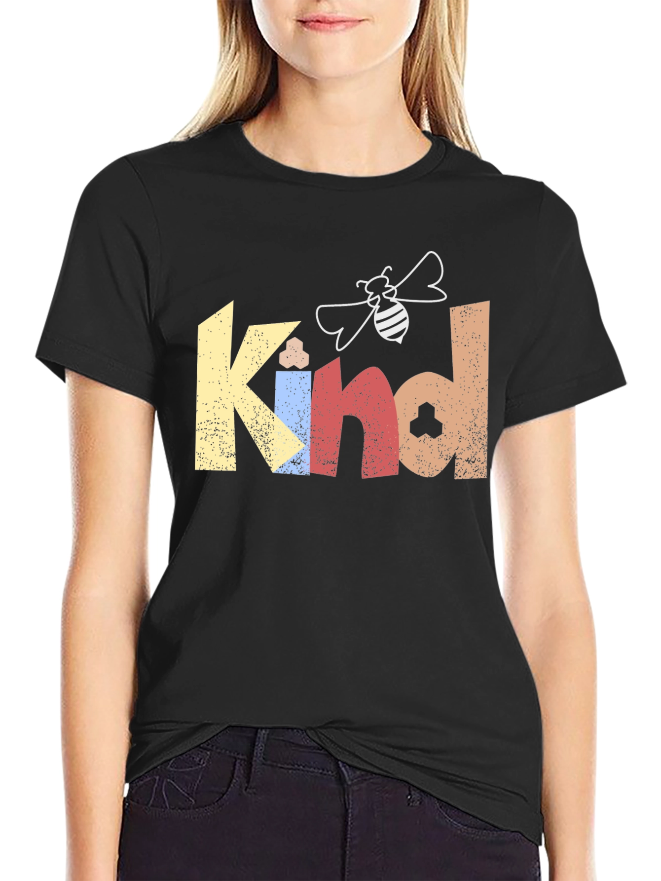 Black Be Kind T-Shirt - Bee Graphic Tee -  Motivational Shirt view 2