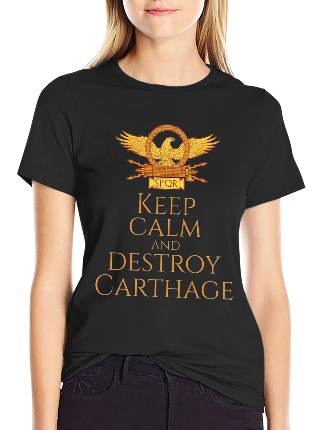 Black Keep Calm & Destroy Carthage T-Shirt view 2