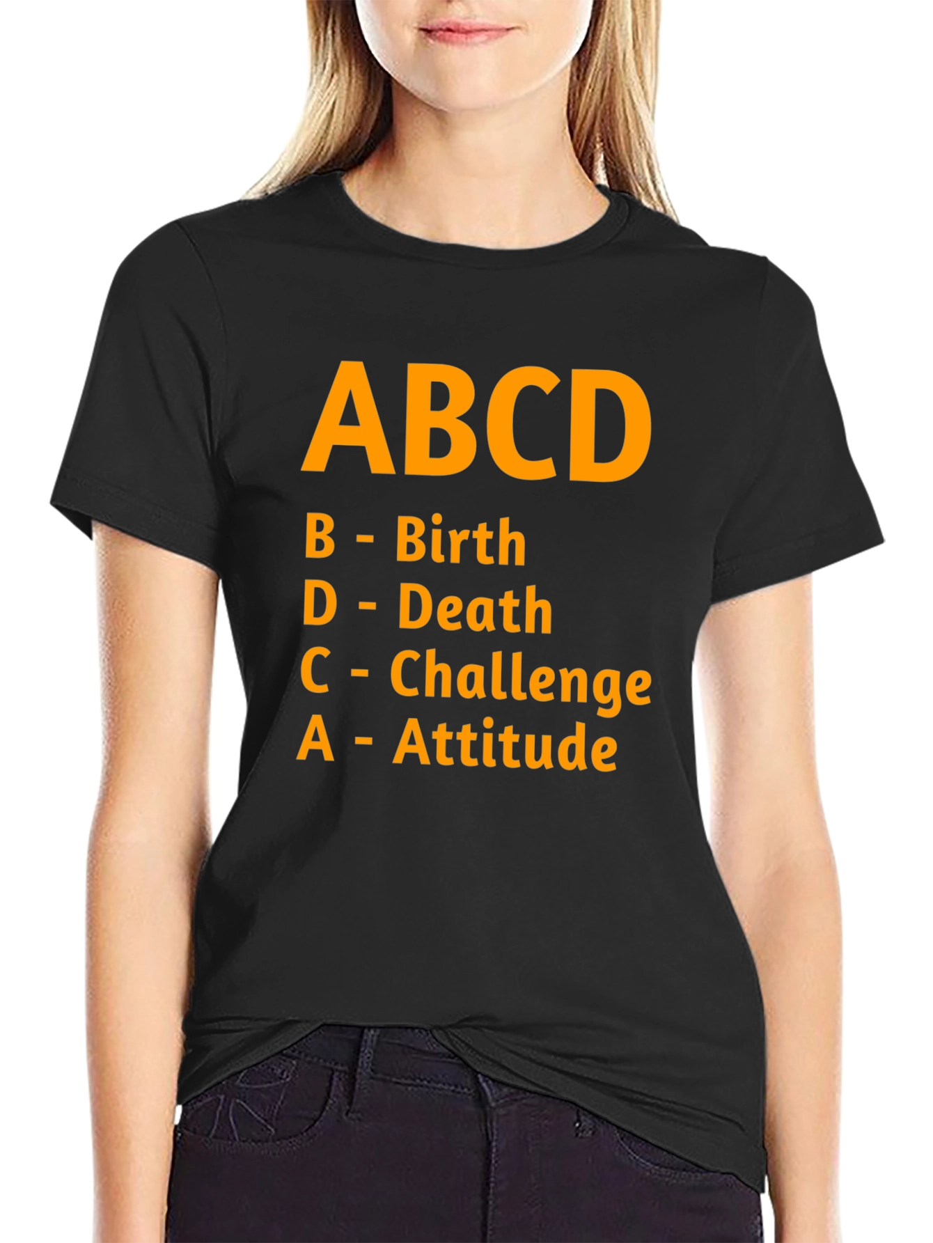 Black ABCD: Birth Death Challenge Attitude Graphic Tee view 2