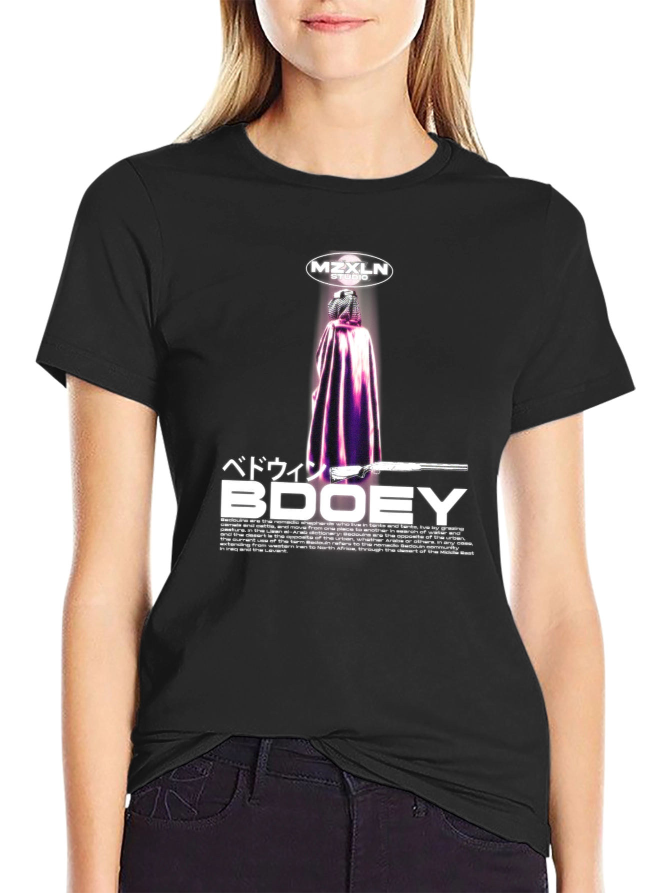 Black MZXLN Studio Bedouin BDOOEY Black Tee view 2
