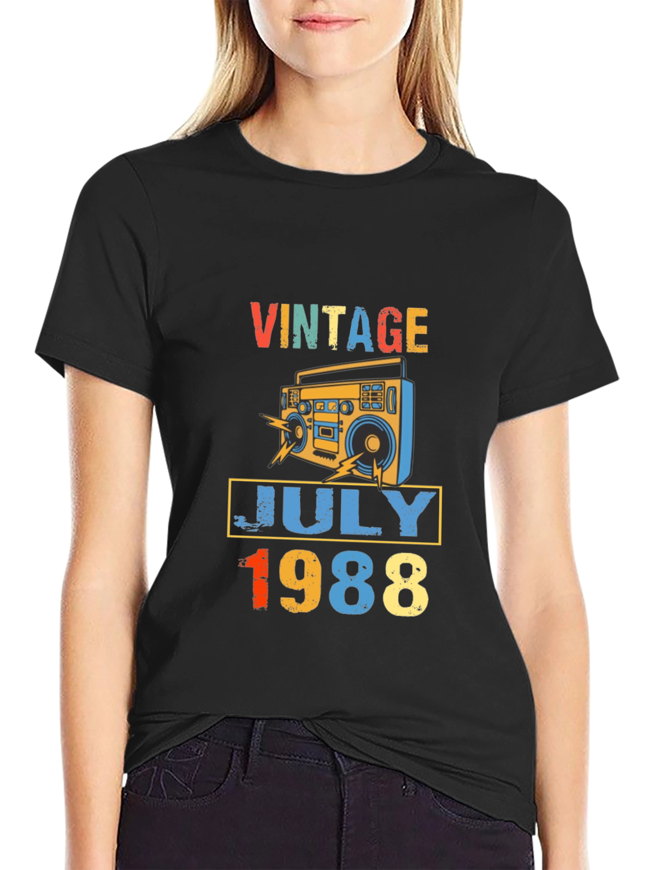 Black Vintage July 1988 T-Shirt - Retro Birthday Gift view 2