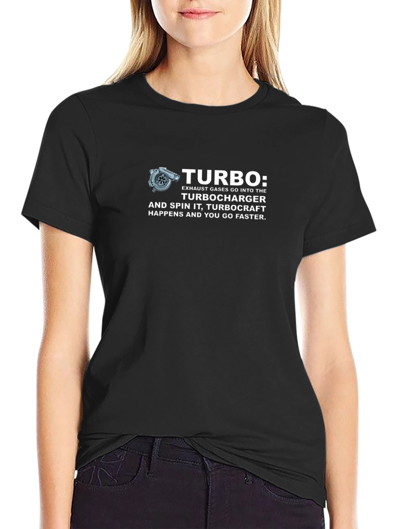 Black Turbocharger Humor T-Shirt: TurboCraft Happens view 2