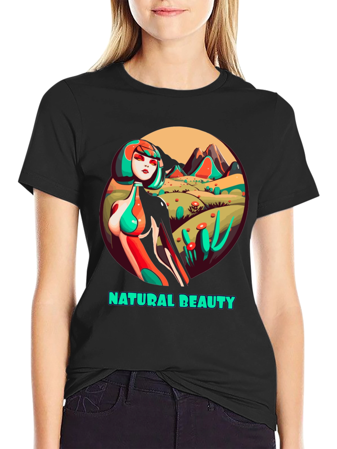 Black Natural Beauty Graphic Tee - Unique Artistic Design view 2