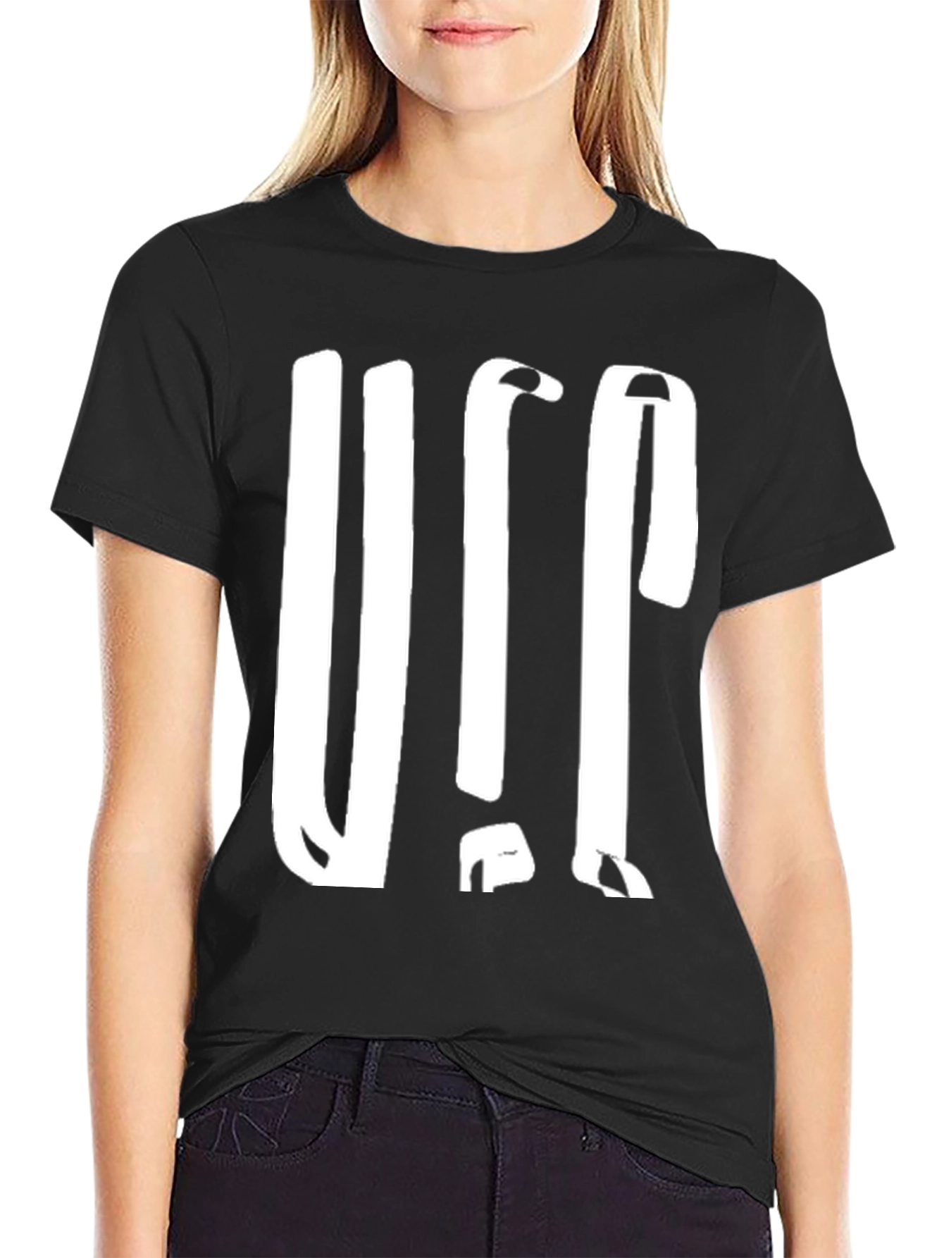 Black Bold Graphic Print Tee - Black view 2