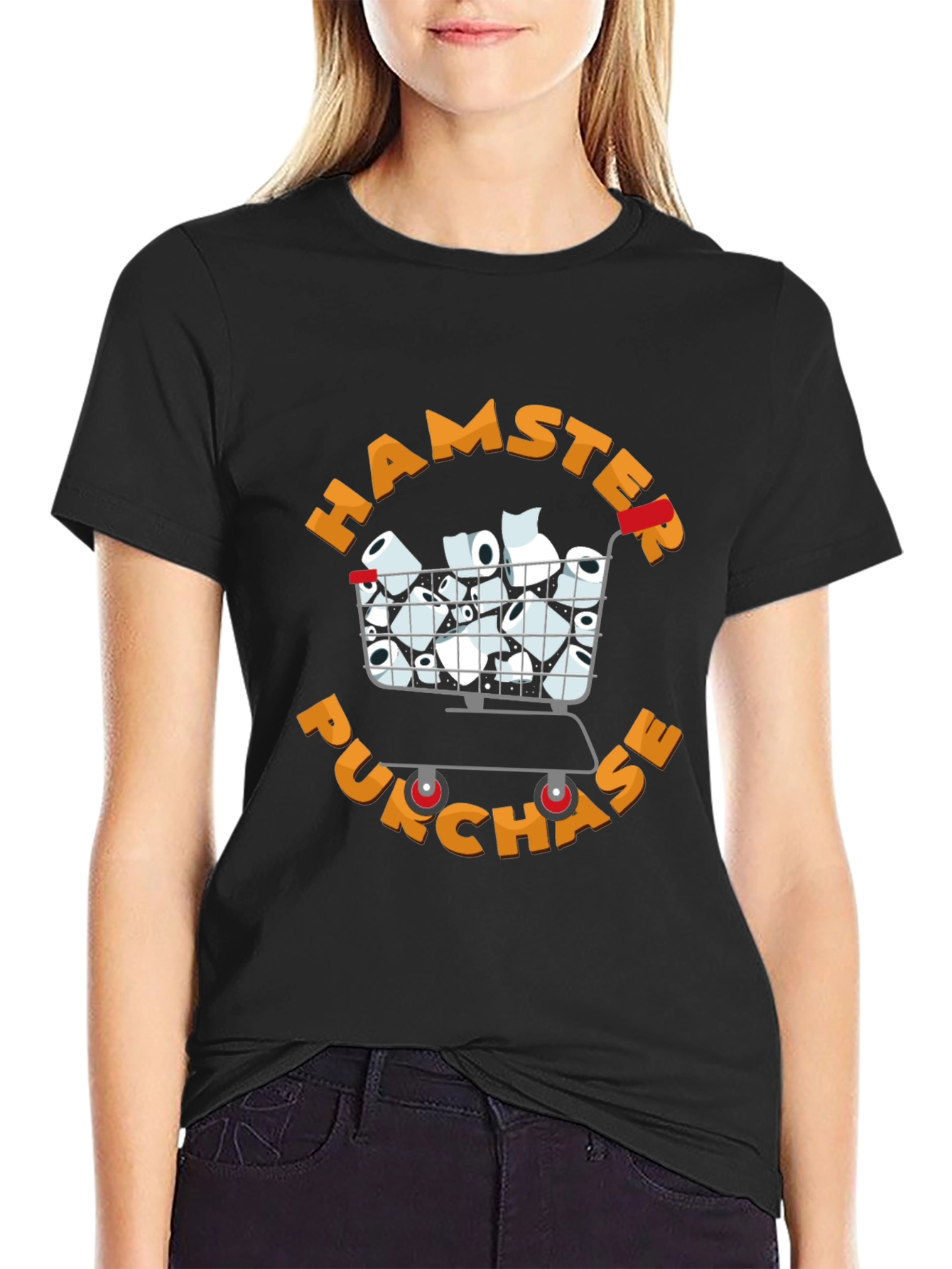 Black Hamster Purchase Toilet Paper Cart T-Shirt view 2