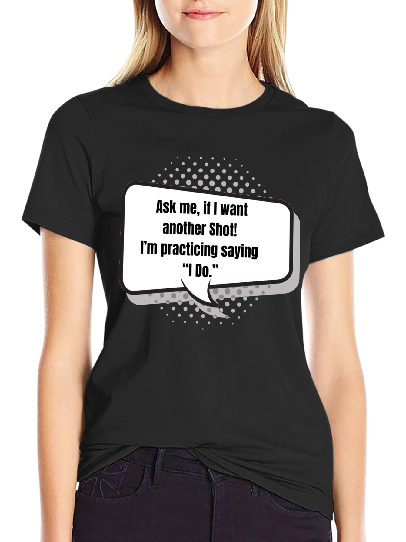 Black Funny Bachelor Party T-Shirt - Ask Me For a Shot view 2