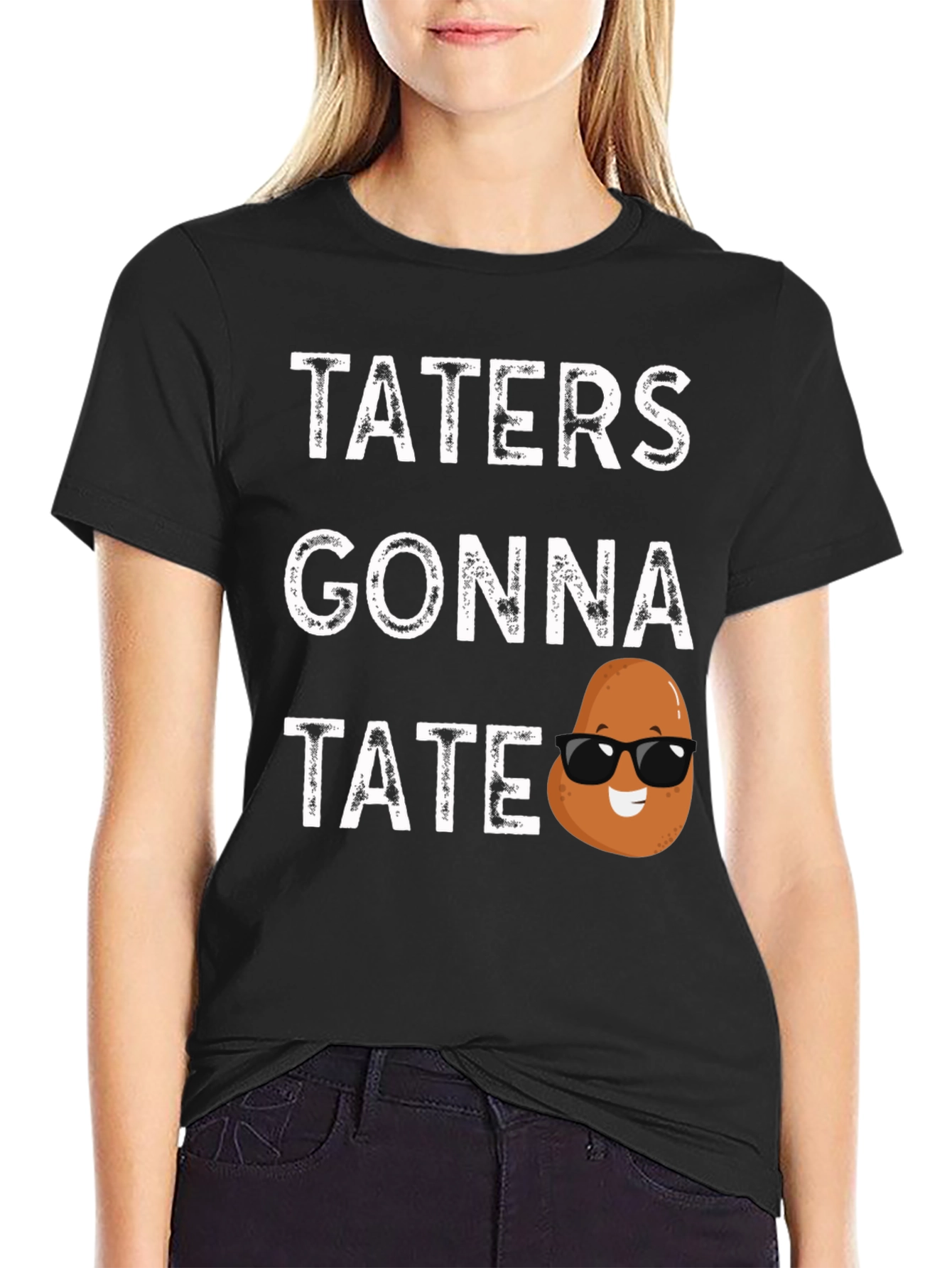 Black Taters Gonna Tate Funny Potato Graphic T-Shirt view 2