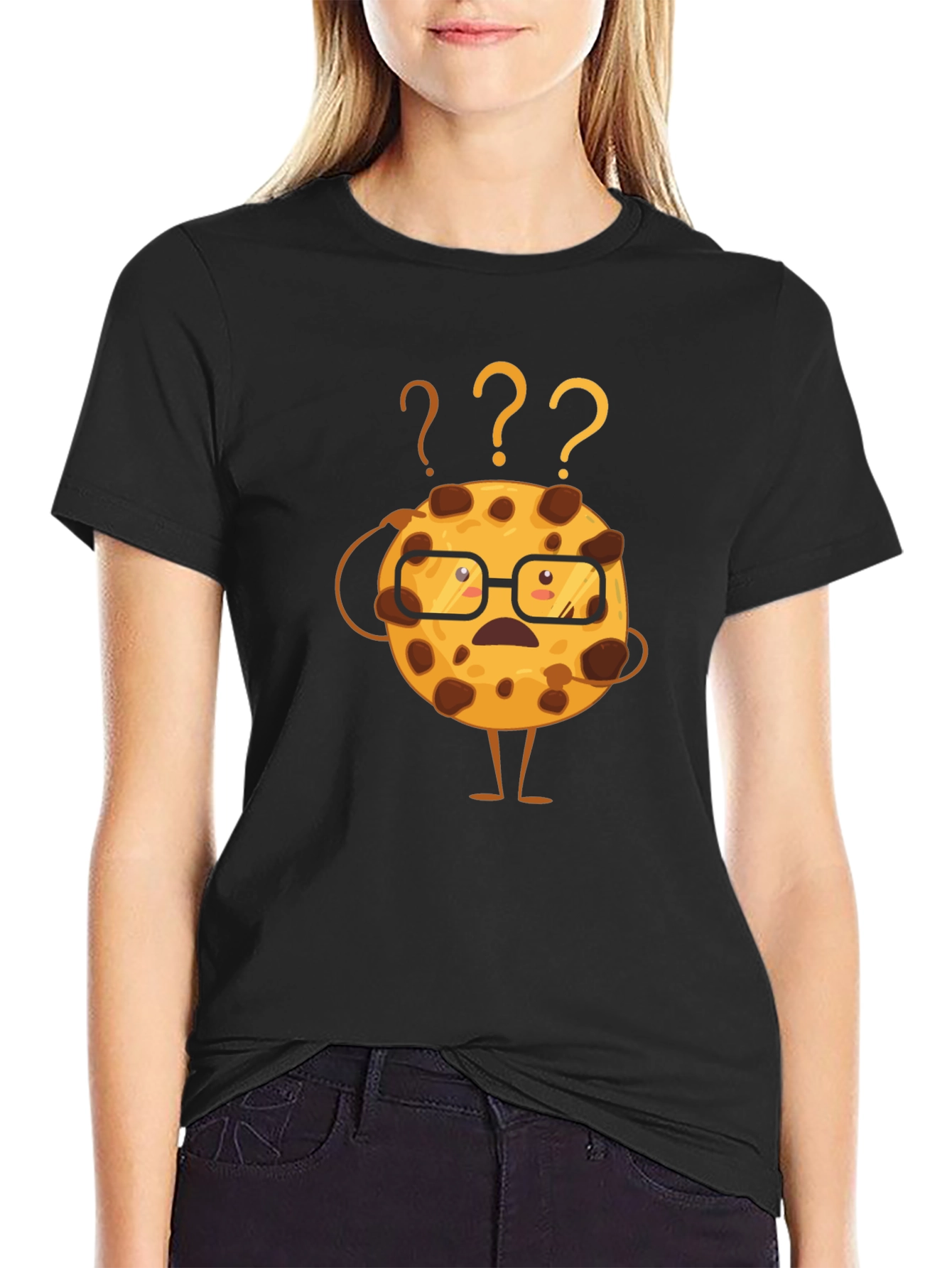 Black Confused Cookie Graphic Tee - Fun Casual Wear view 2