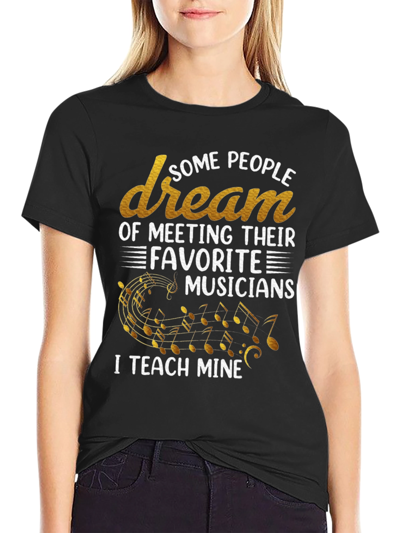 Black Musician Teacher Graphic T-Shirt - Black view 2