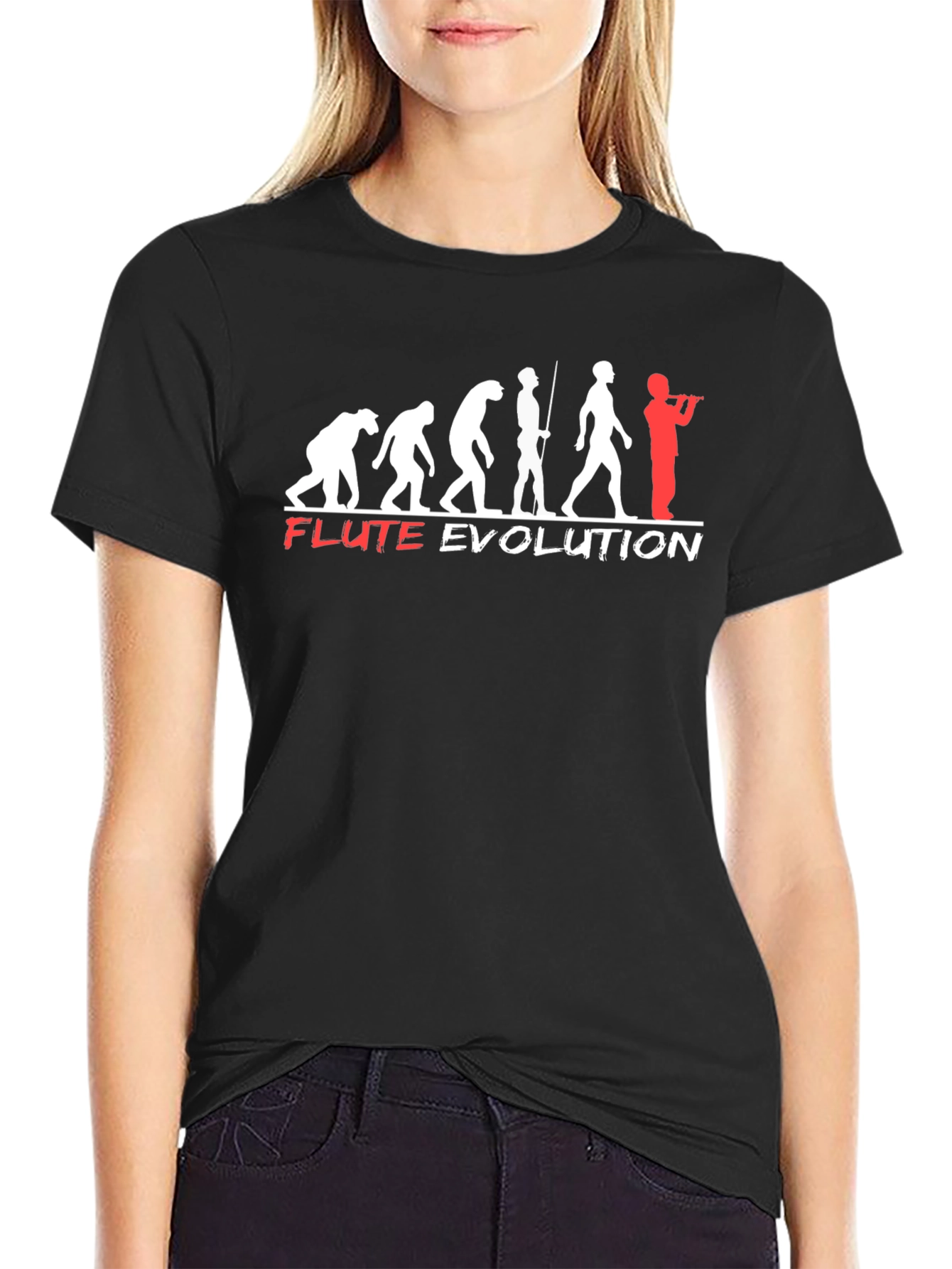 Black Flute Evolution T-Shirt - Funny Music Tee view 2