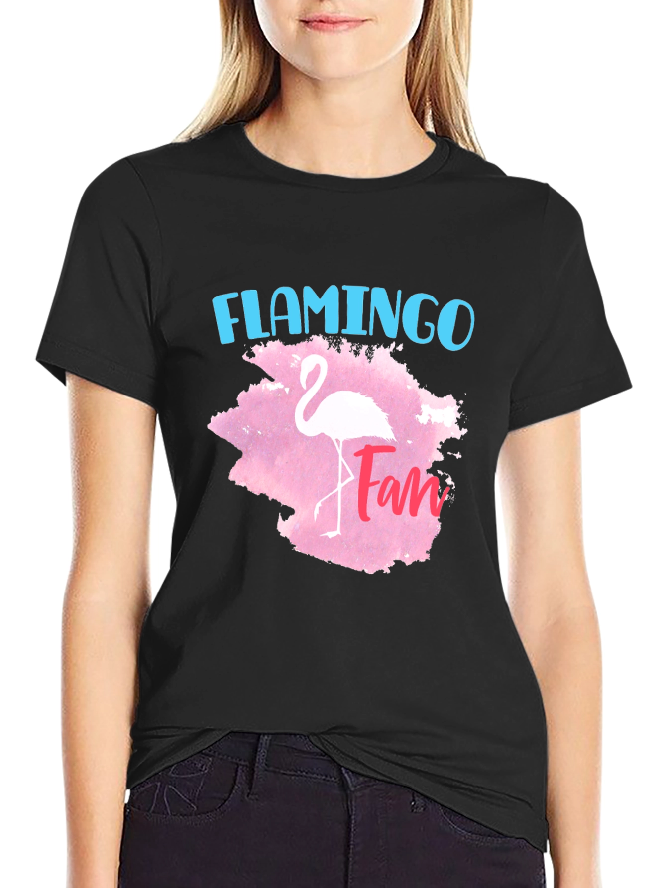 Black Flamingo Fan T-Shirt - Stylish Graphic Tee for Flamingo Lovers view 2