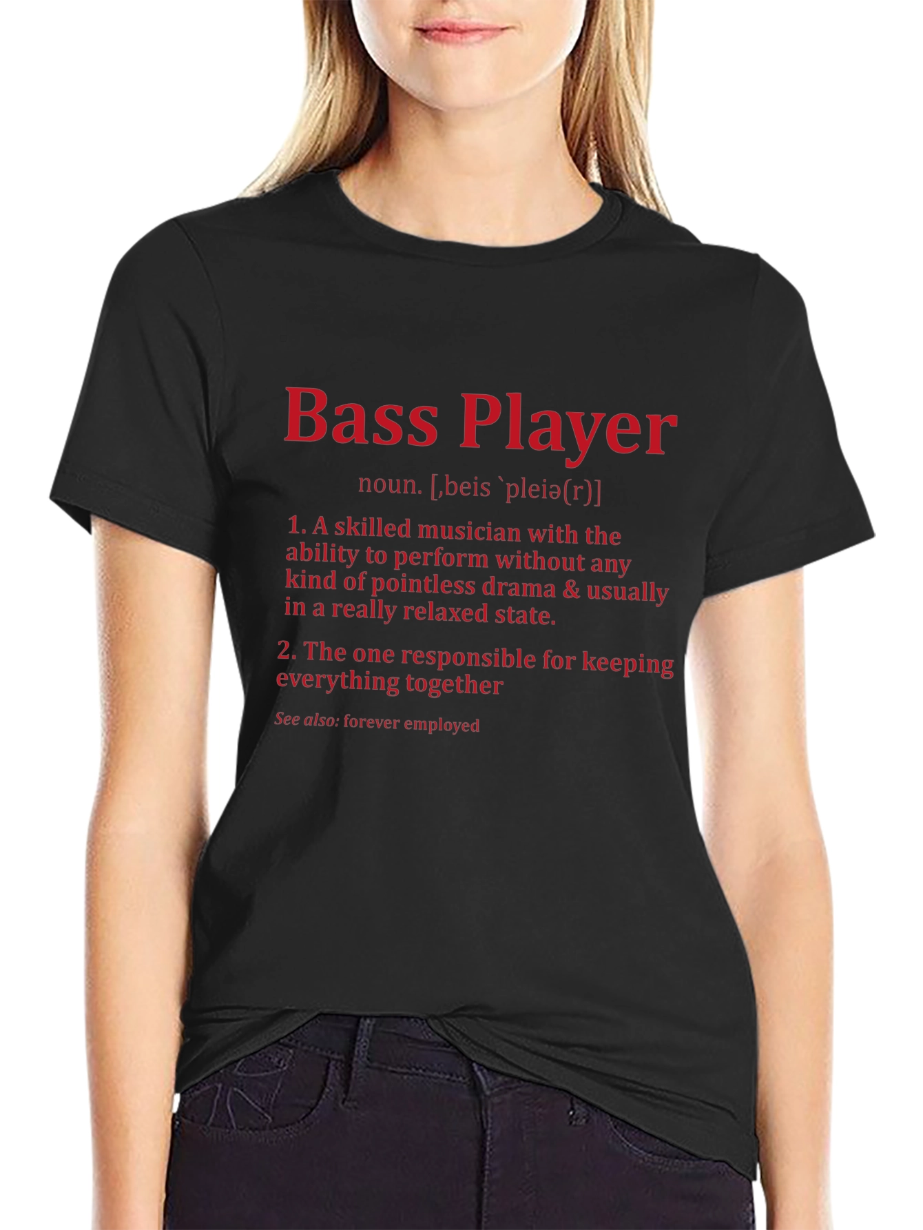 Black Bass Player Definition T-Shirt - Musician Gift view 2