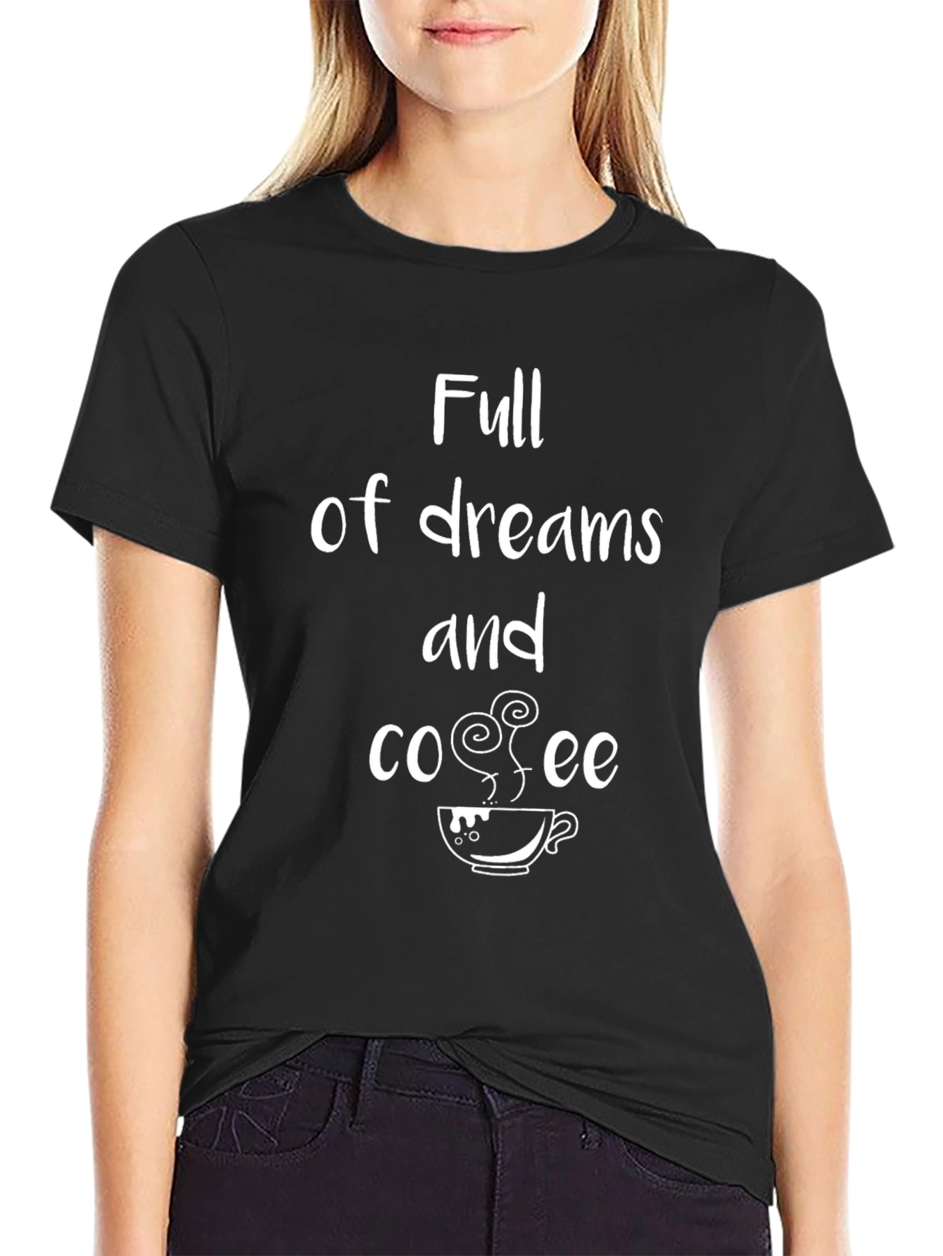 Black Dreamy Coffee Lover T-Shirt |  Unisex Short Sleeve Black Tee view 2