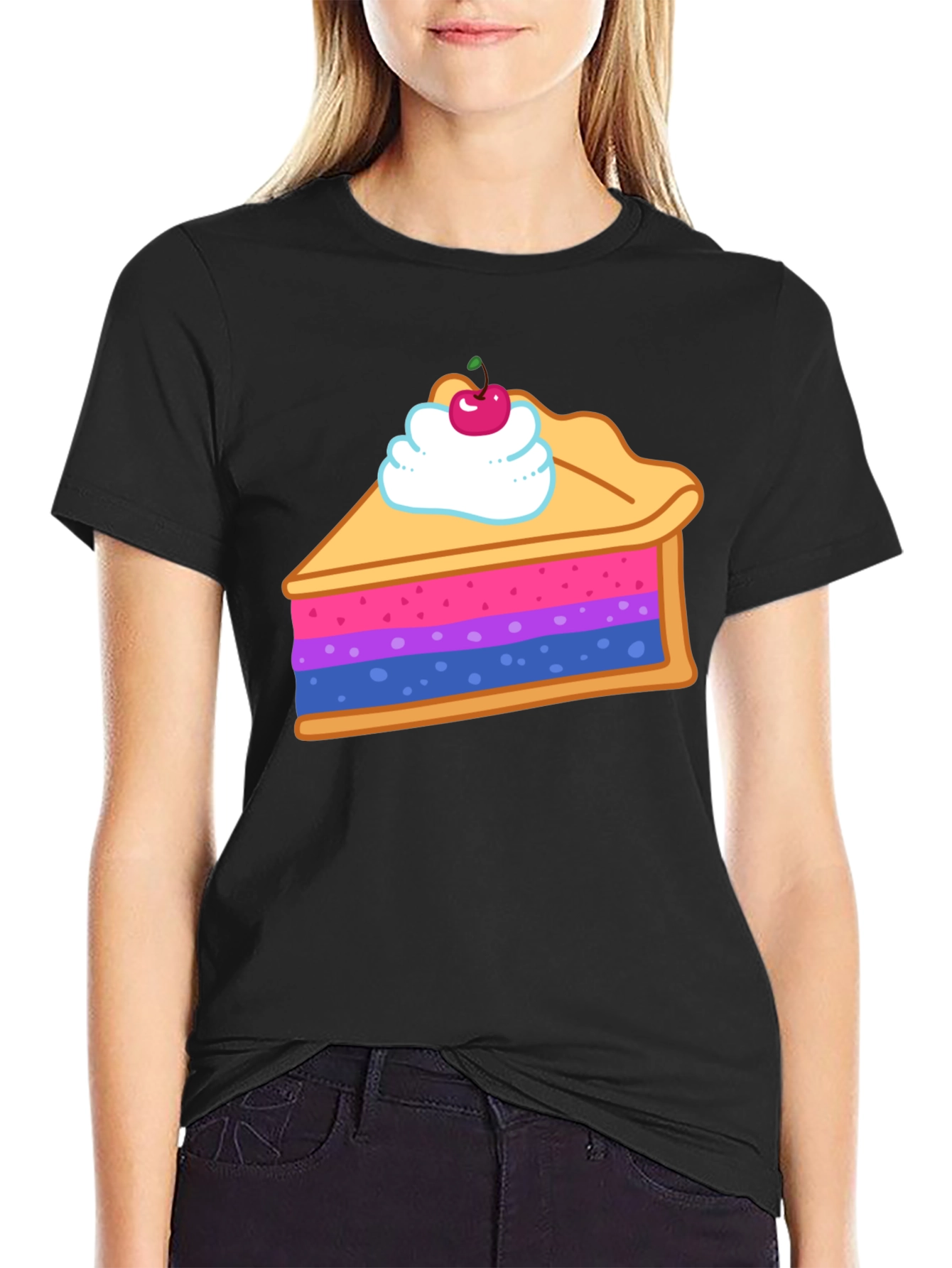 Black Bisexual Pride Flag Pie Slice Graphic T-Shirt view 2