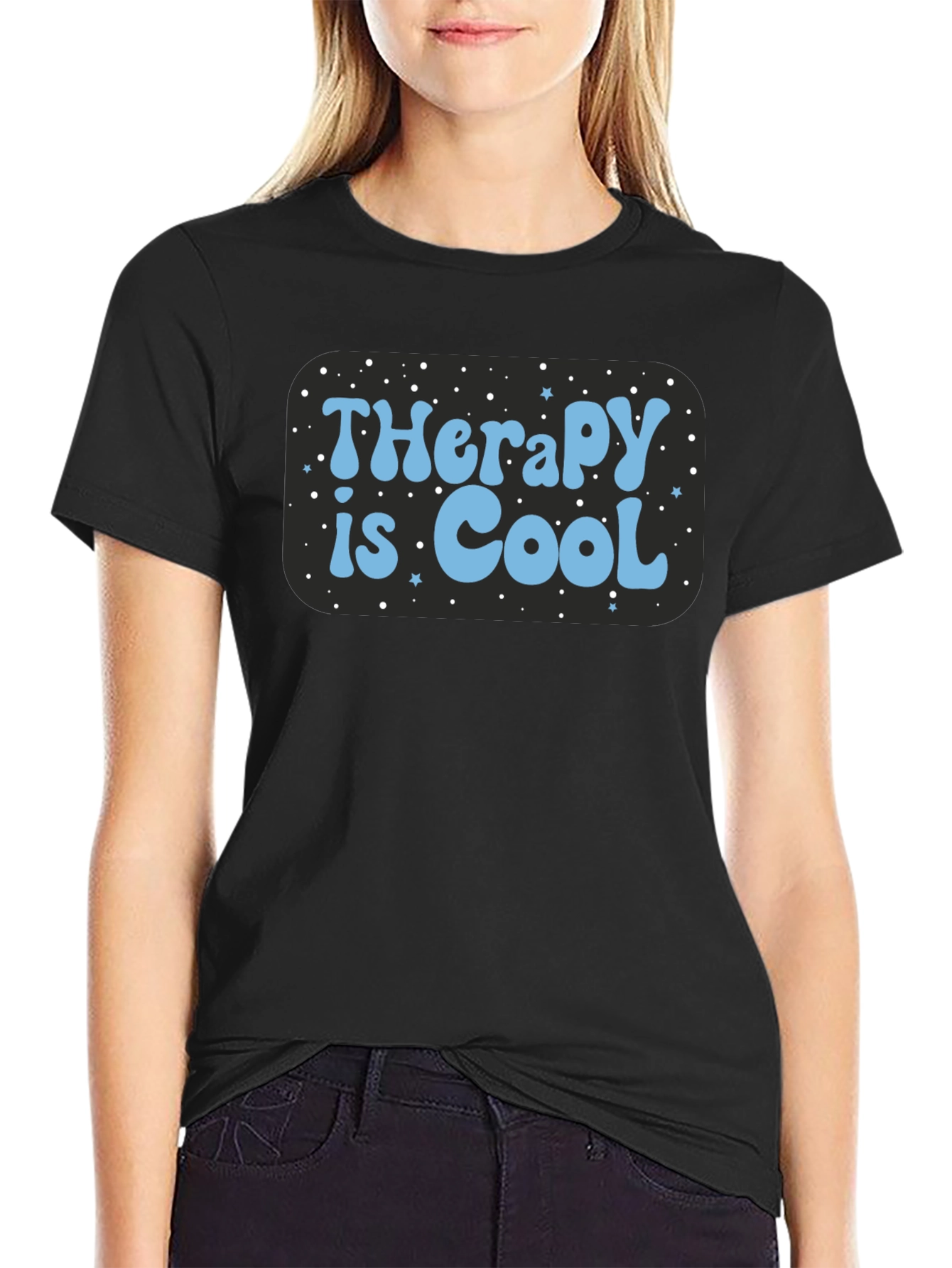 Black Therapy is Cool Graphic T-Shirt view 2