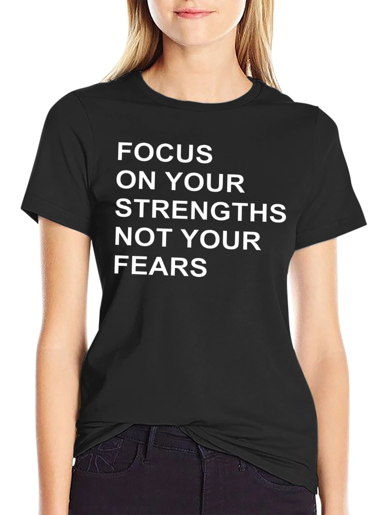 Black Motivational T-Shirt: Focus on Strengths view 2
