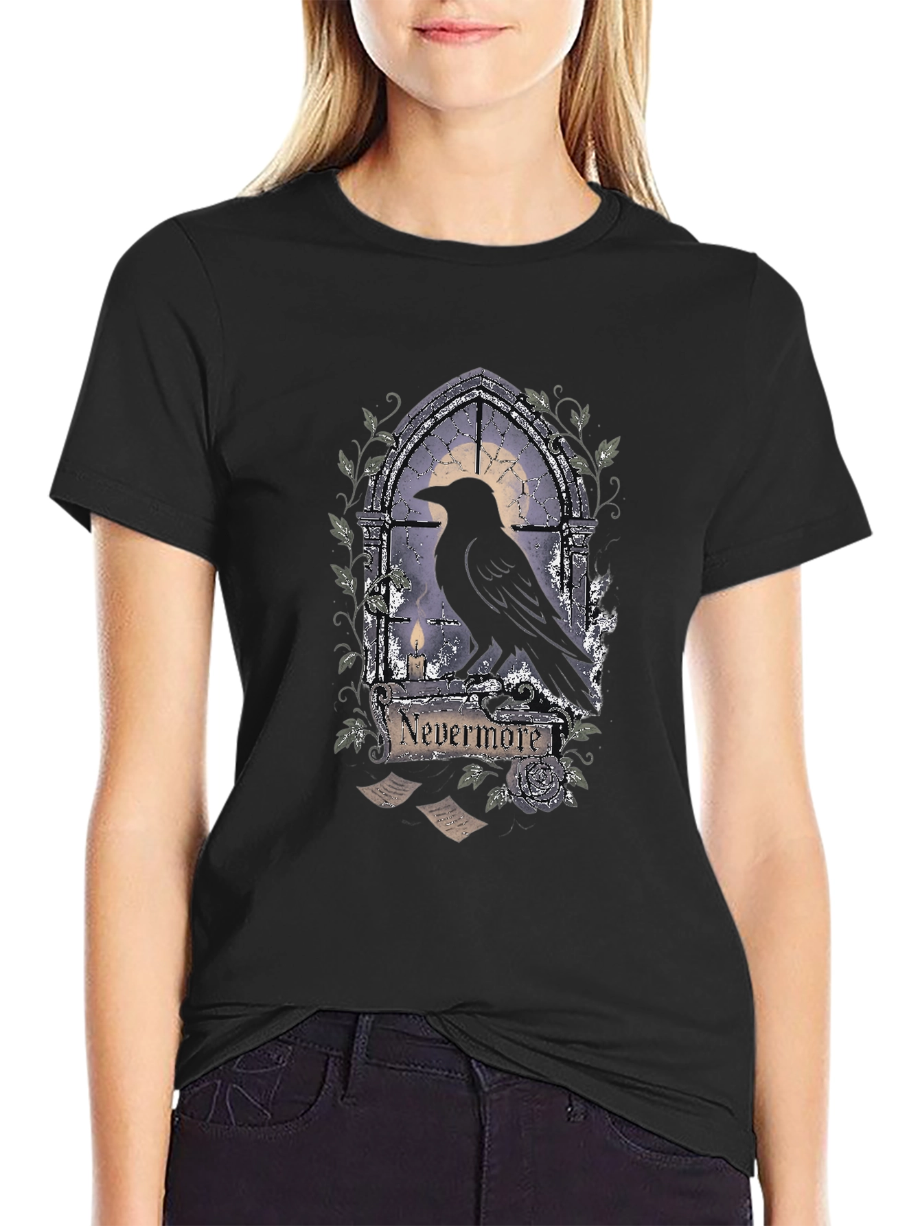 Black Nevermore Raven Gothic T-Shirt view 2