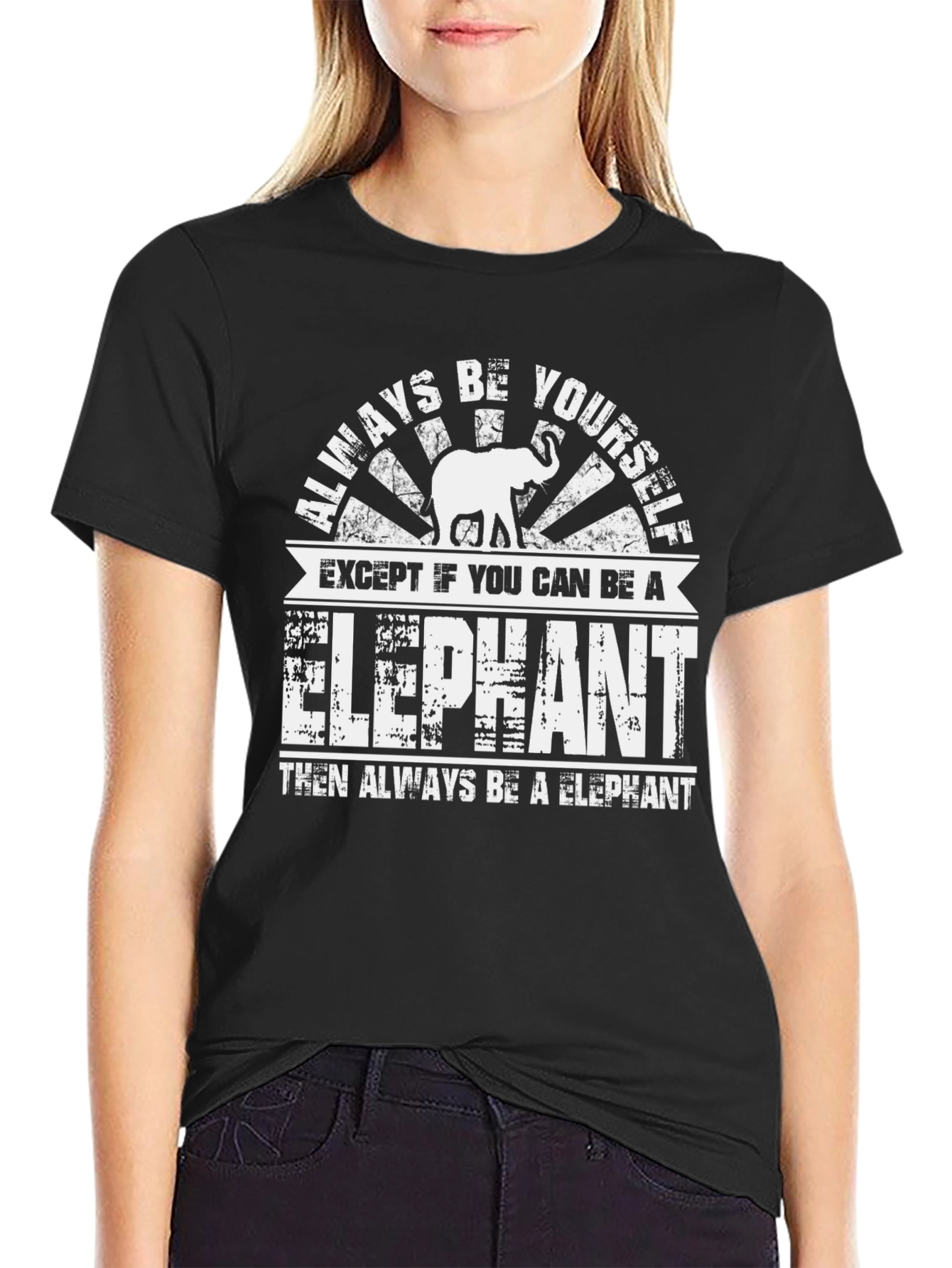 Black Always Be Yourself Except Elephant Graphic Tee view 2