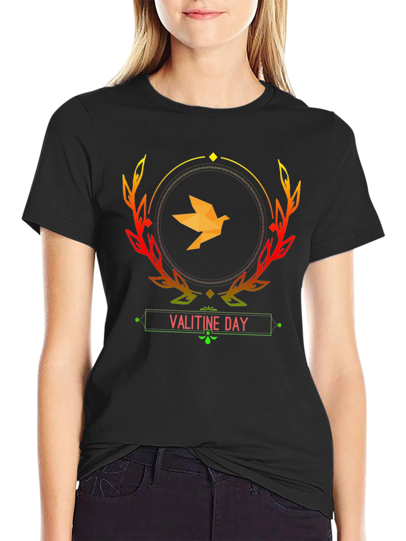 Black Valitine Day Graphic Tee - Black Casual Shirt view 2