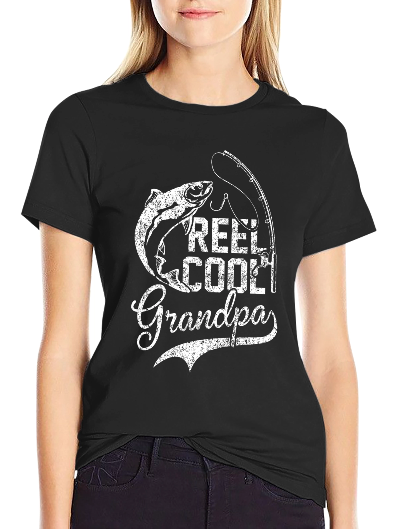 Black Reel Cool Grandpa Fishing T-Shirt view 2