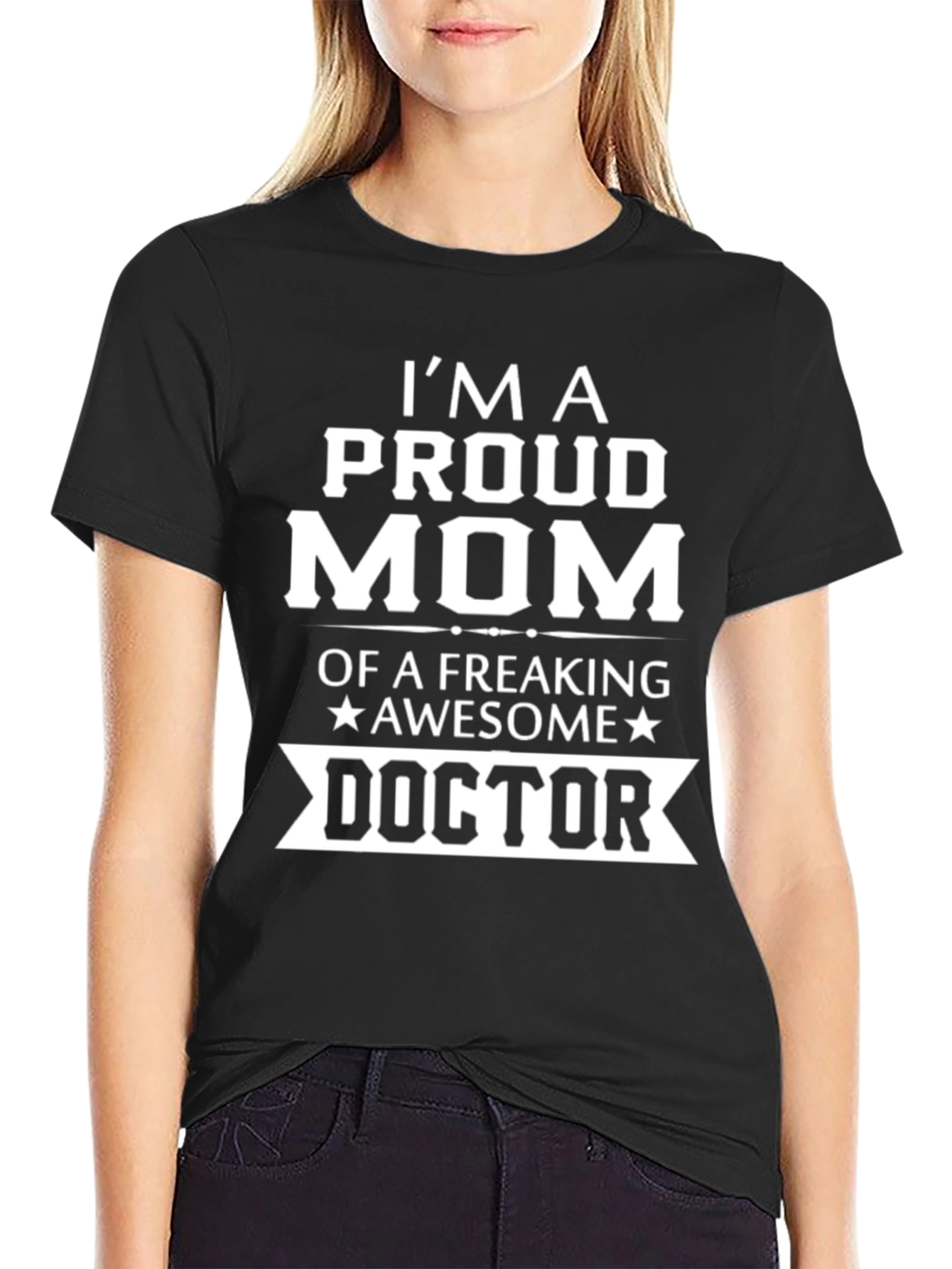 Black Proud Mom Doctor T-Shirt - Awesome Gift! view 2