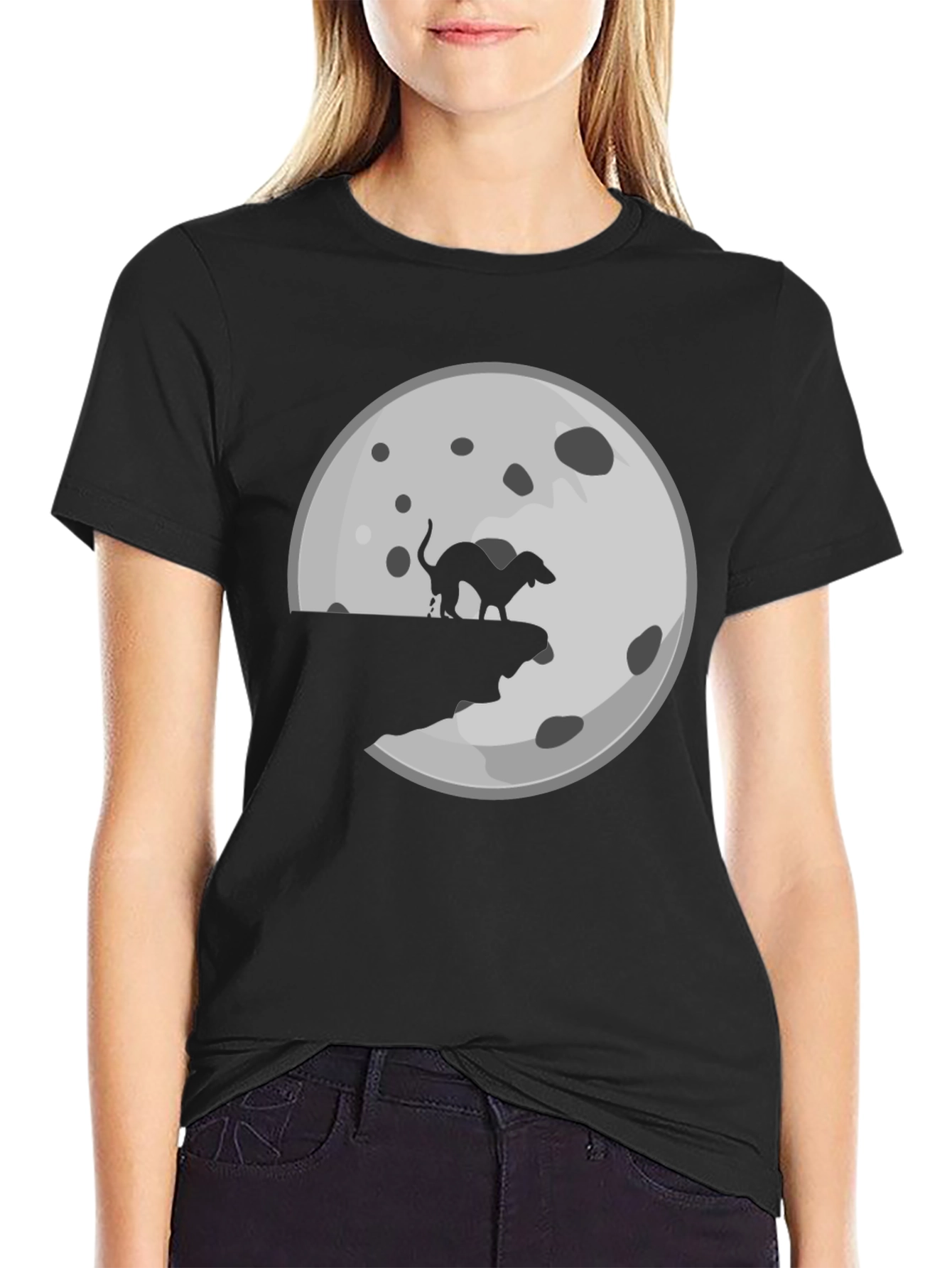 Black Dog Mooning T-Shirt - Novelty Graphic Tee view 2