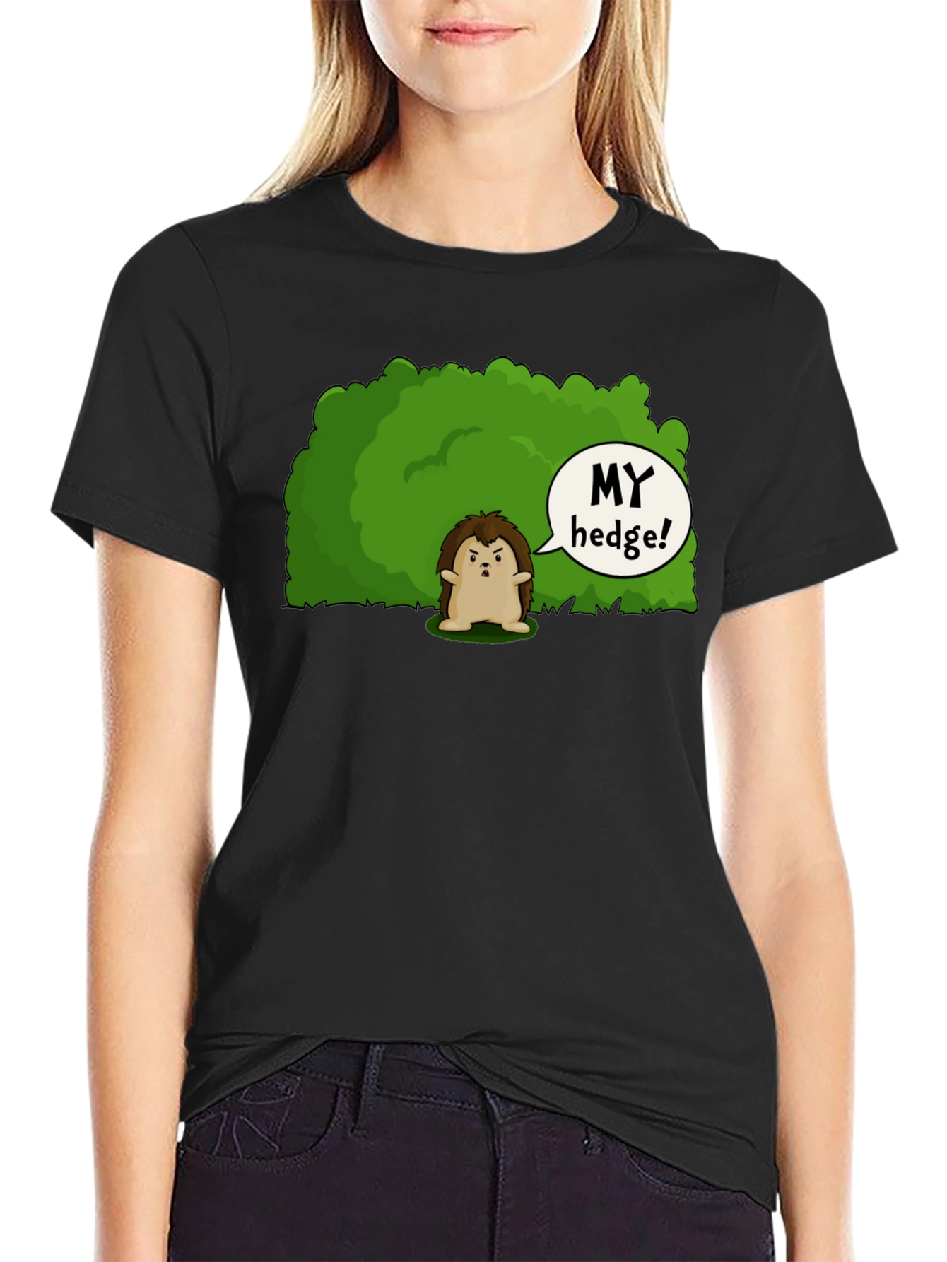 Black My Hedge! Funny Hedgehog Graphic T-Shirt view 2