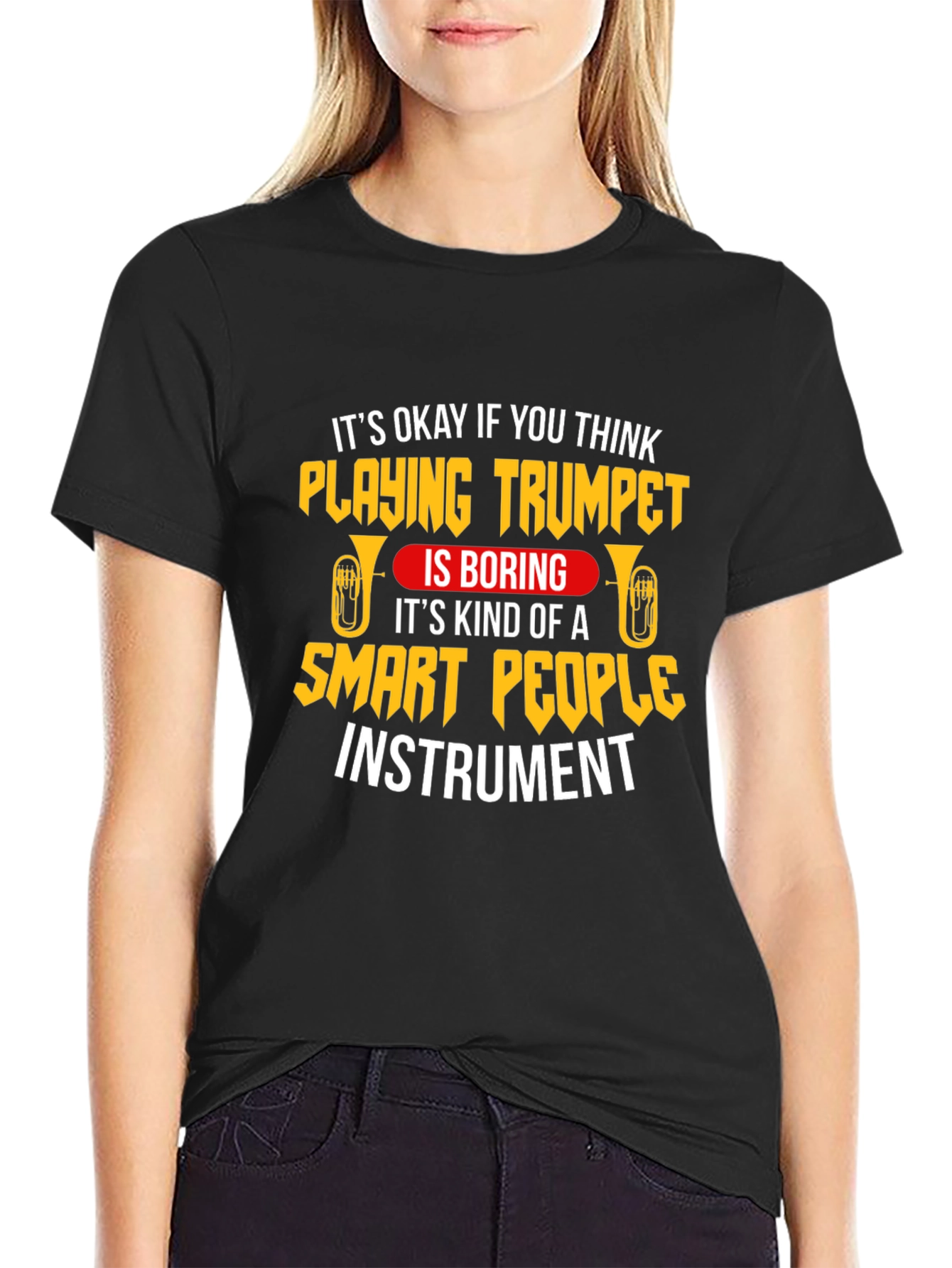 Black Trumpet Player Smart People Instrument T-Shirt view 2