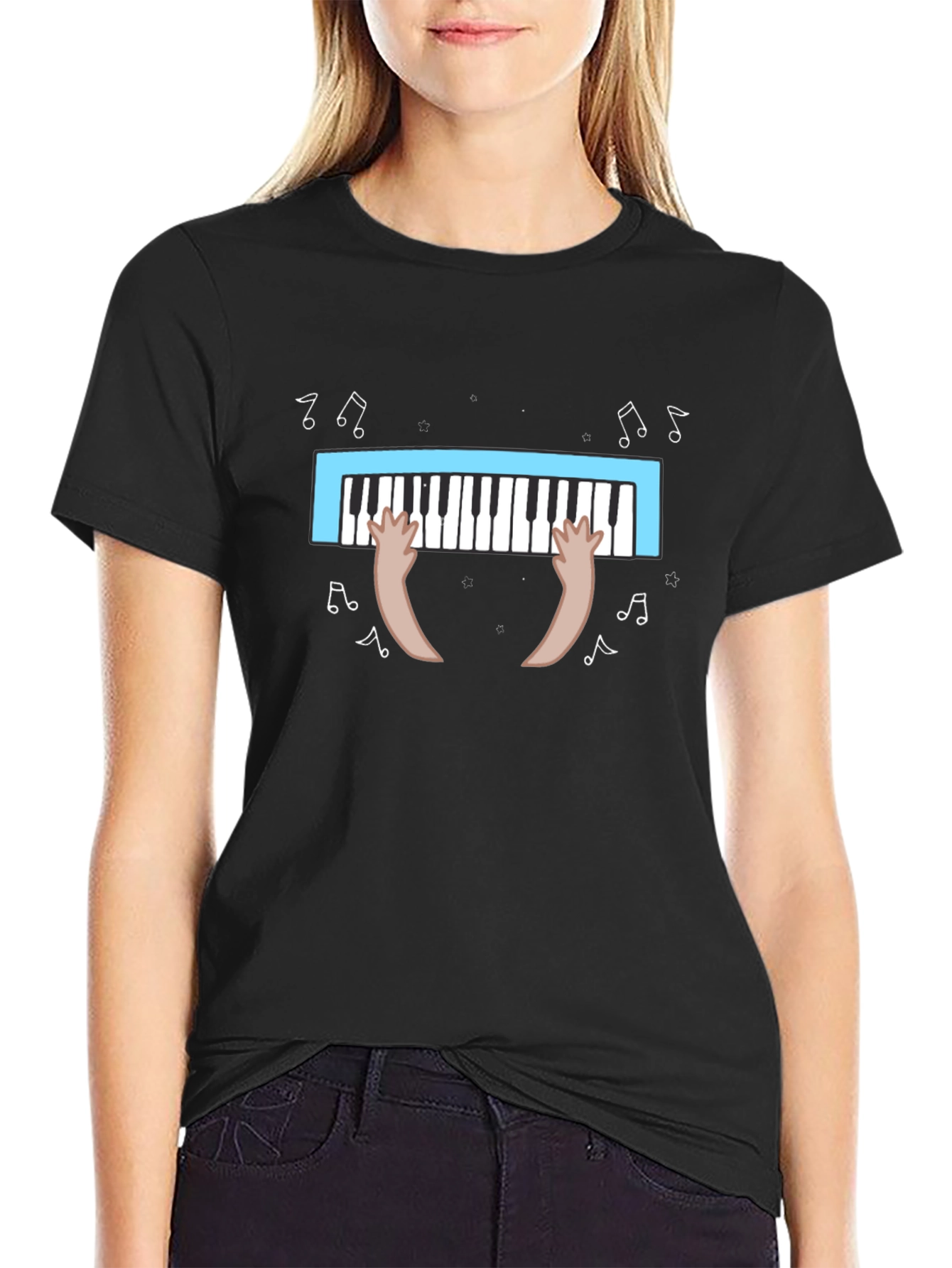 Black Musical Piano T-Shirt view 2