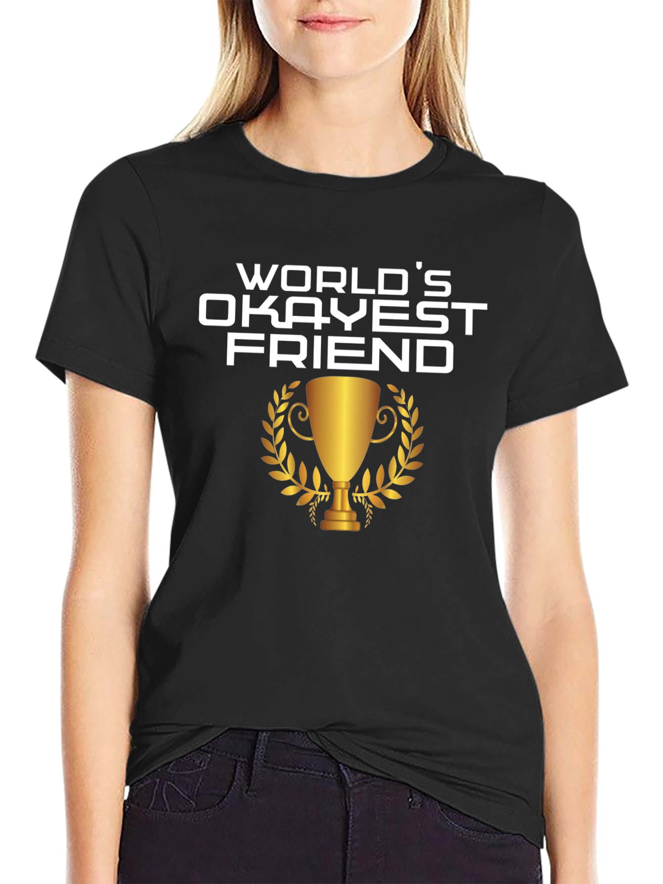 Black World's Okayest Friend Graphic Tee view 2