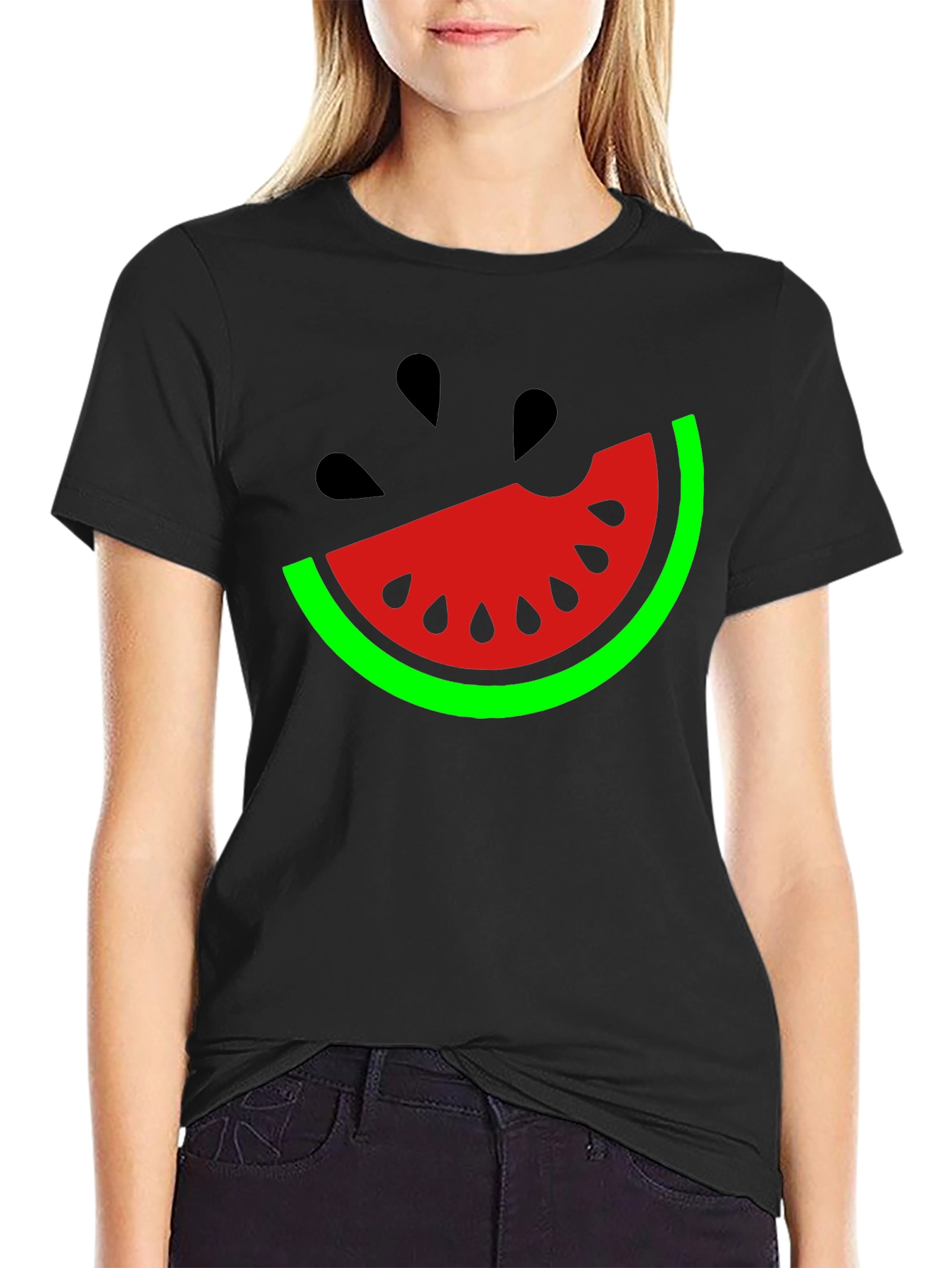 Black Watermelon Slice Graphic T-Shirt - Fun Summer Style view 2