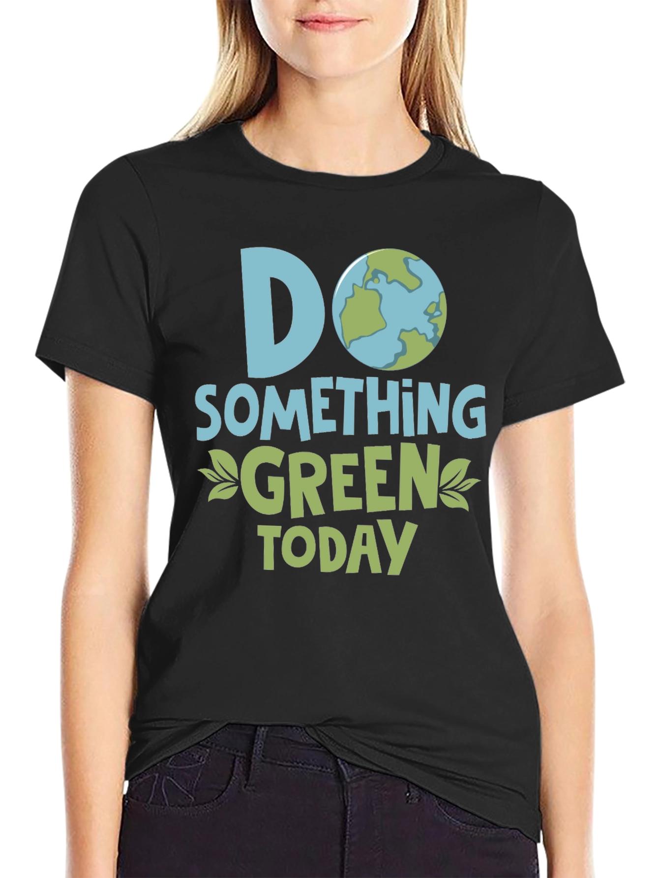 Black Eco-Friendly 'Do Something Green' Graphic T-Shirt view 2
