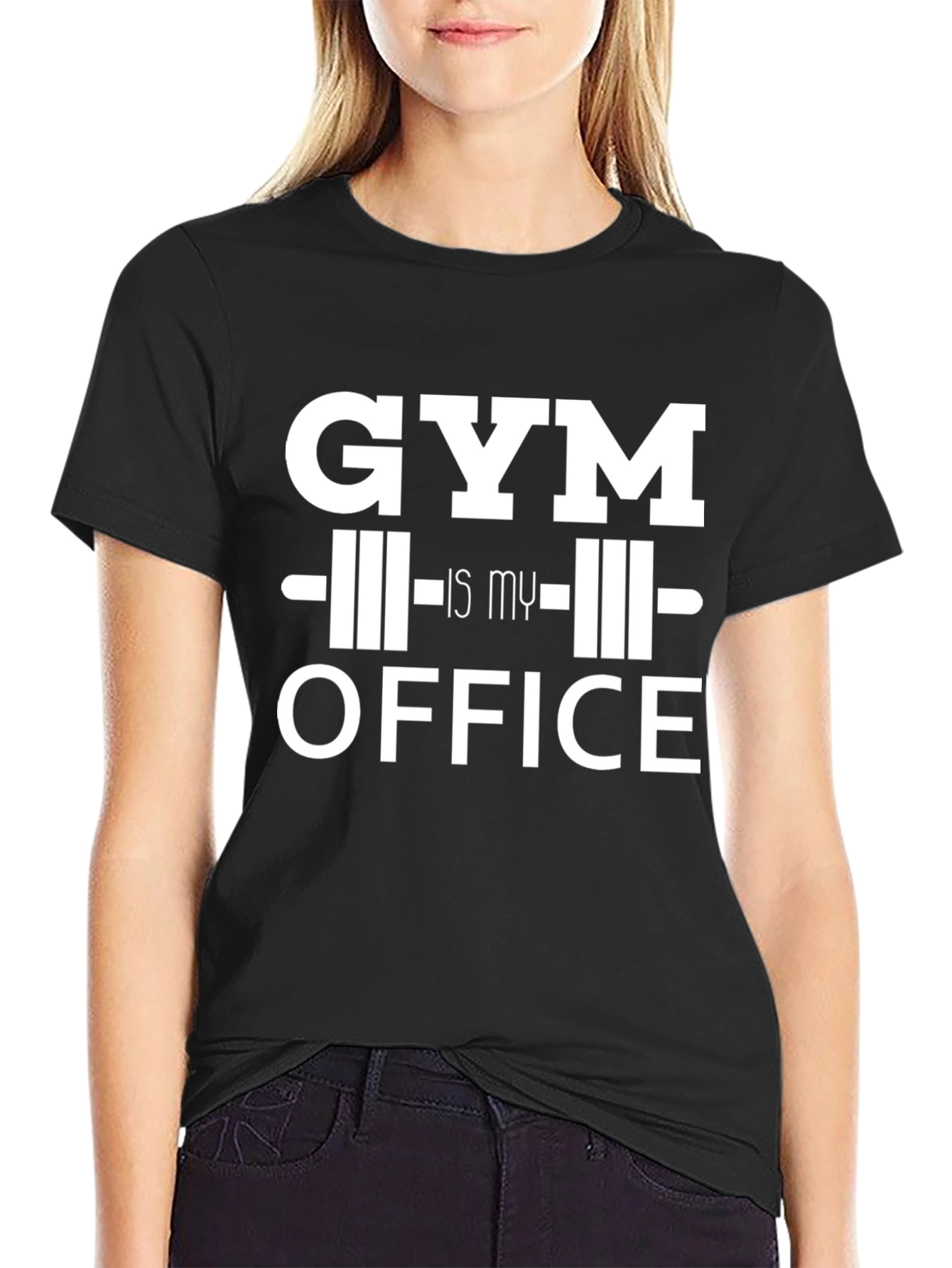 Black Gym Is My Office T-Shirt - Black Cotton Fitness Tee view 2