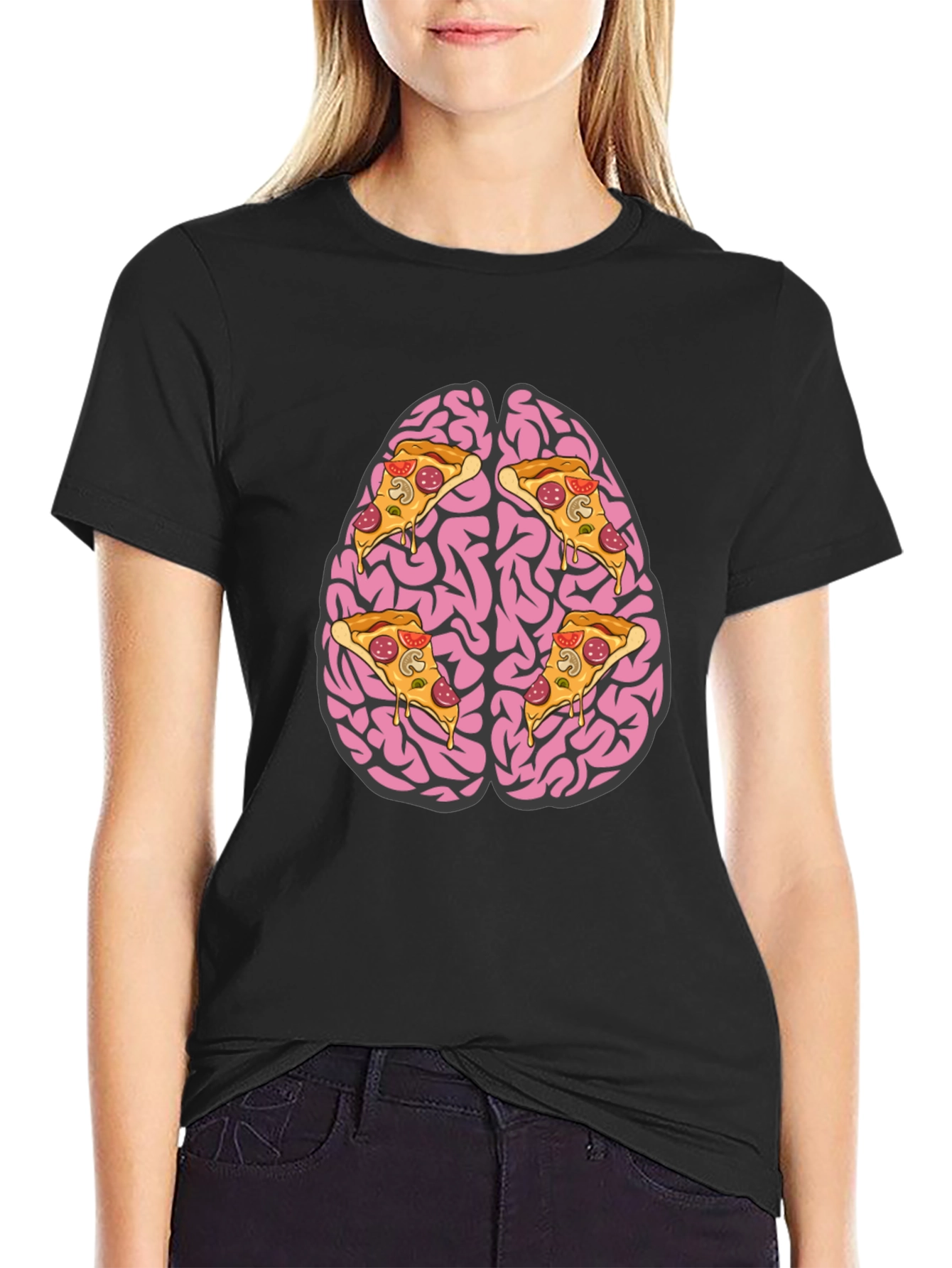 Black Pizza Brain Graphic Tee view 2