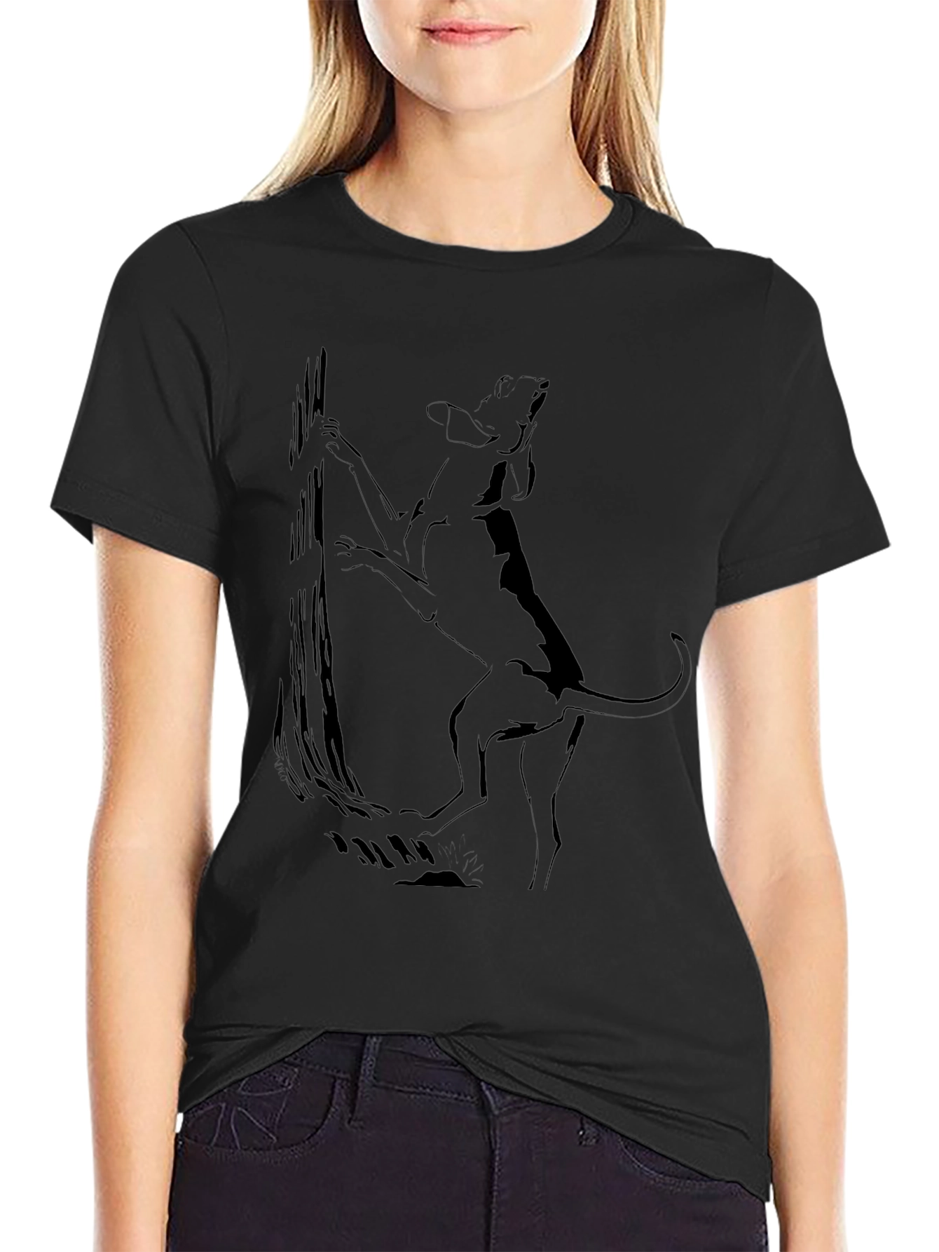 Black Dog Climbing Tree Graphic Tee - Black view 2
