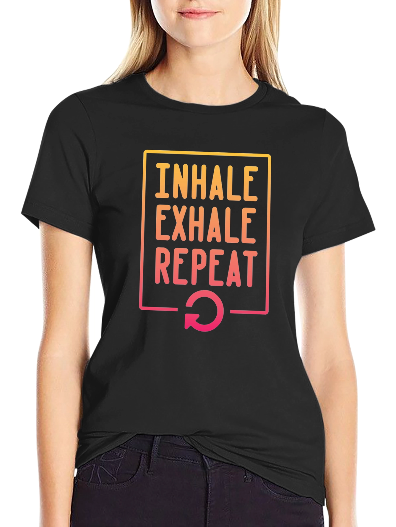 Black Inhale Exhale Repeat Graphic Tee - Relax & Recharge view 2