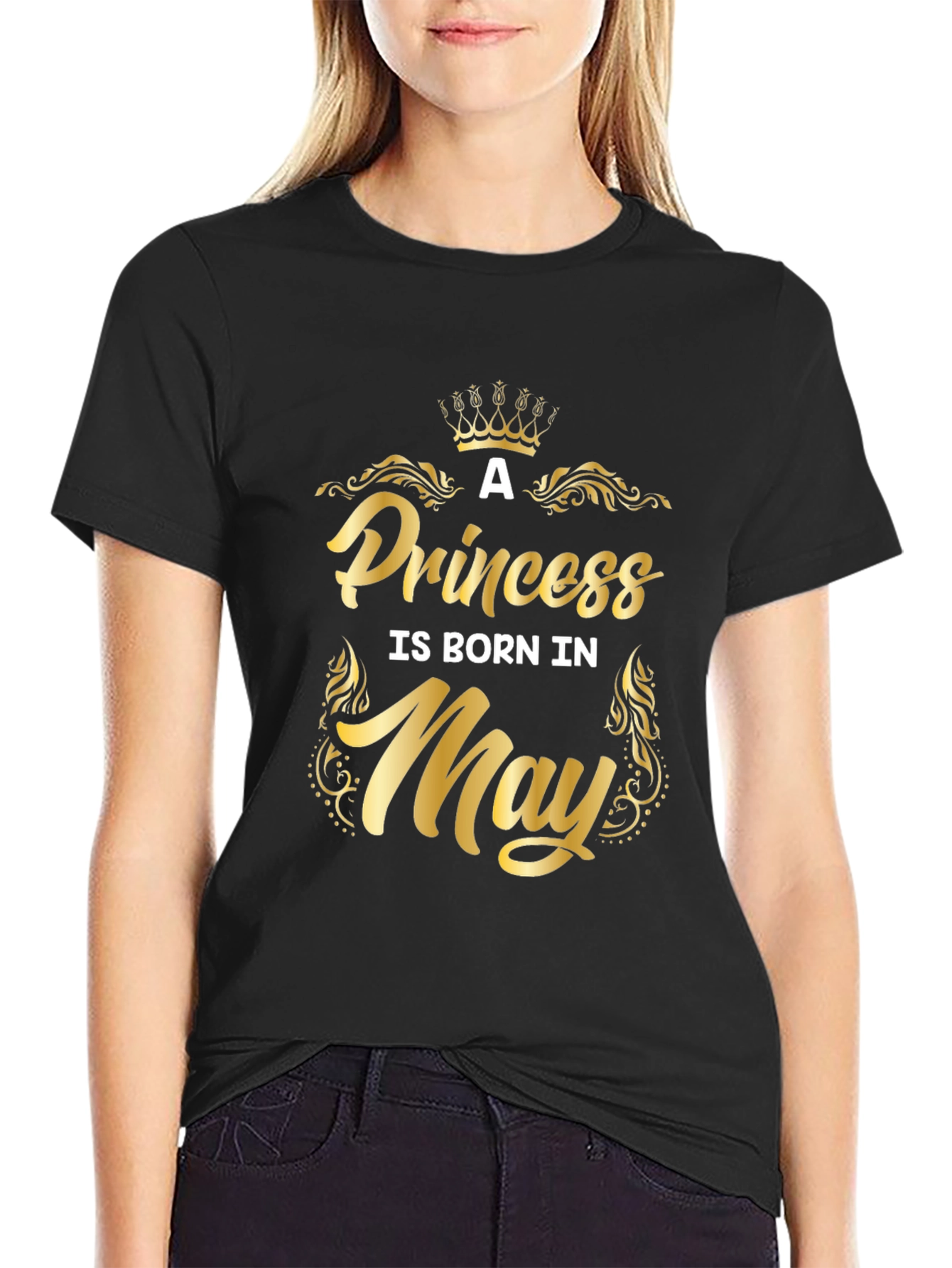 Black Princess Born in May - Birthday T-Shirt view 2
