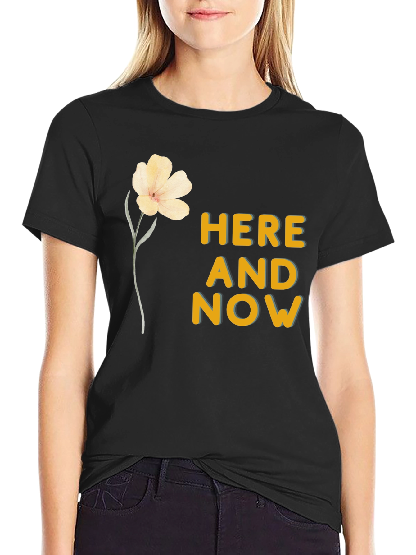 Black Here and Now Graphic Tee - Black Cotton Blend view 2