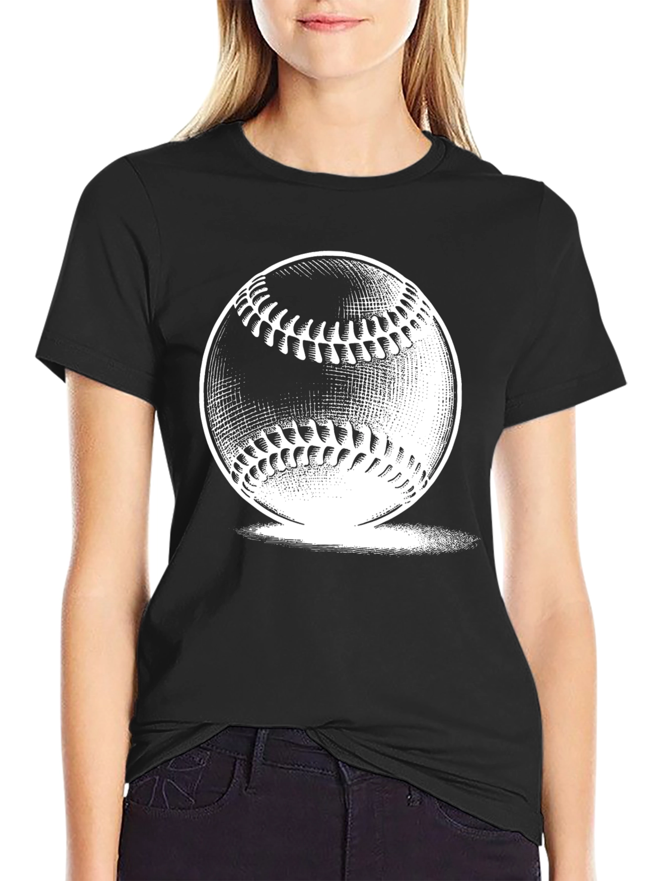 Black Baseball Graphic Print Black T-Shirt view 2