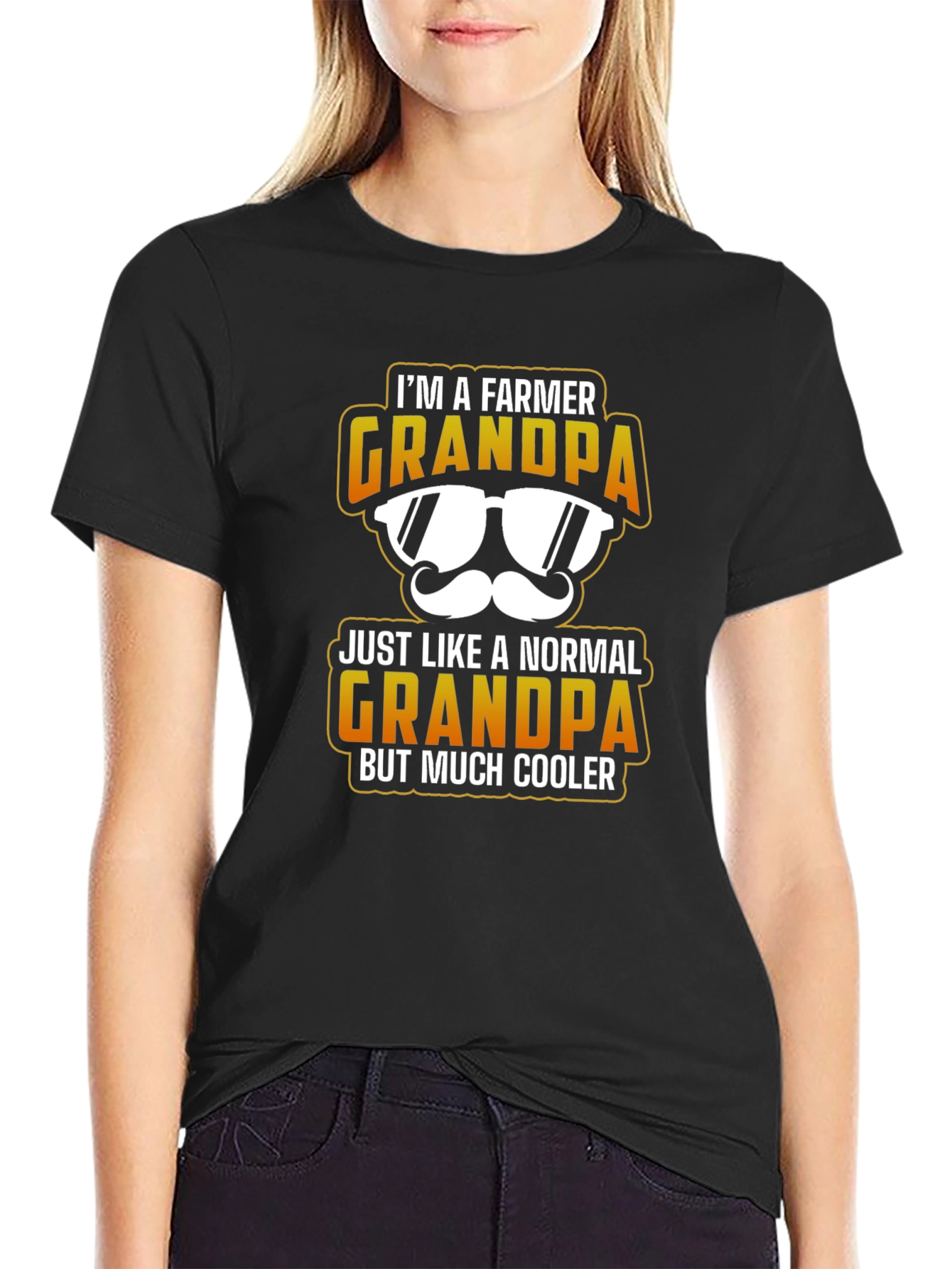 Black Farmer Grandpa T-Shirt - Much Cooler Grandpa view 2