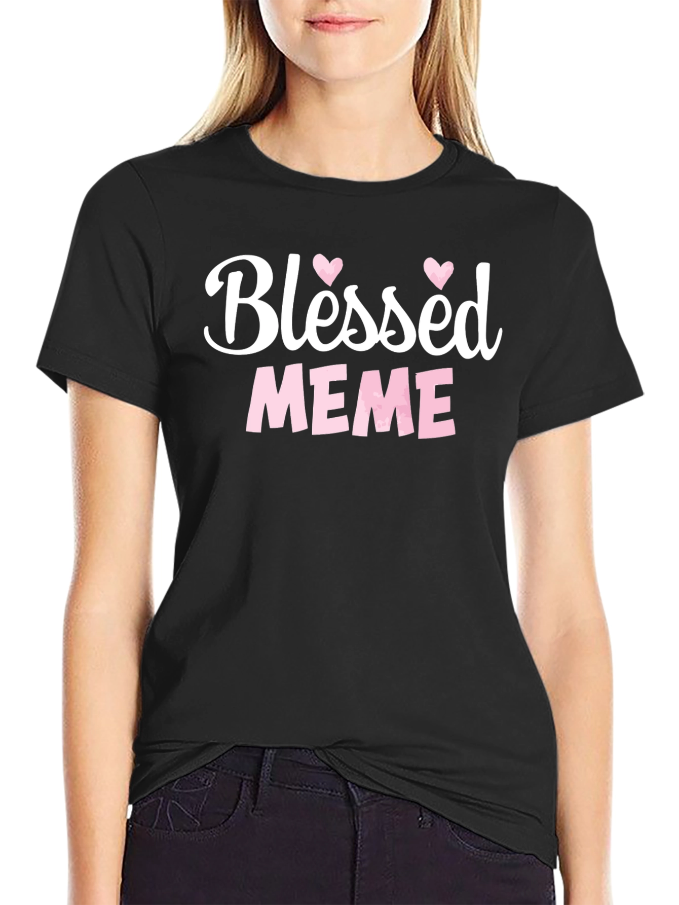 Black Blessed Meme Graphic T-Shirt view 2