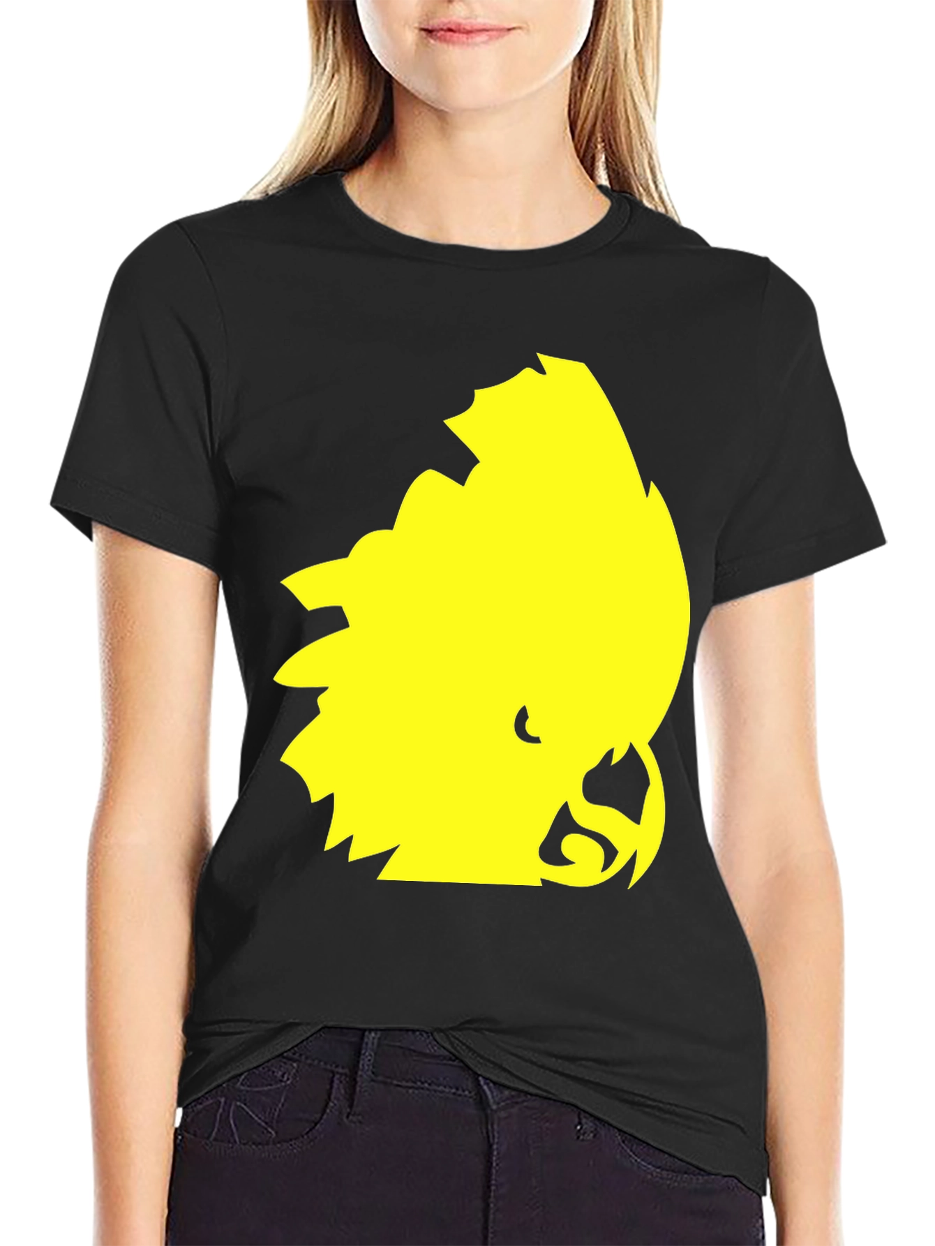 Black Graphic Tee - Bold Yellow Parrot Design view 2