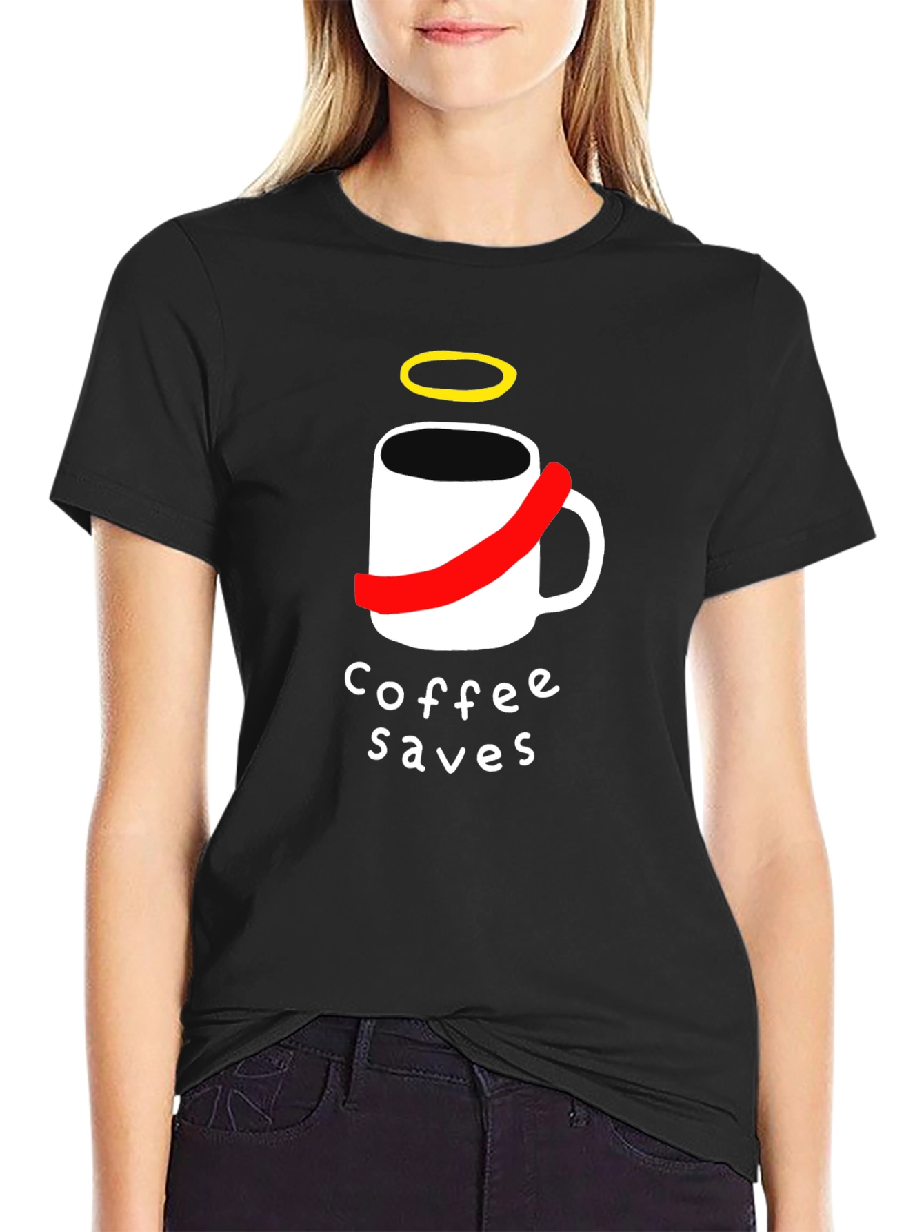 Black Coffee Saves T-Shirt - Funny Graphic Tee view 2