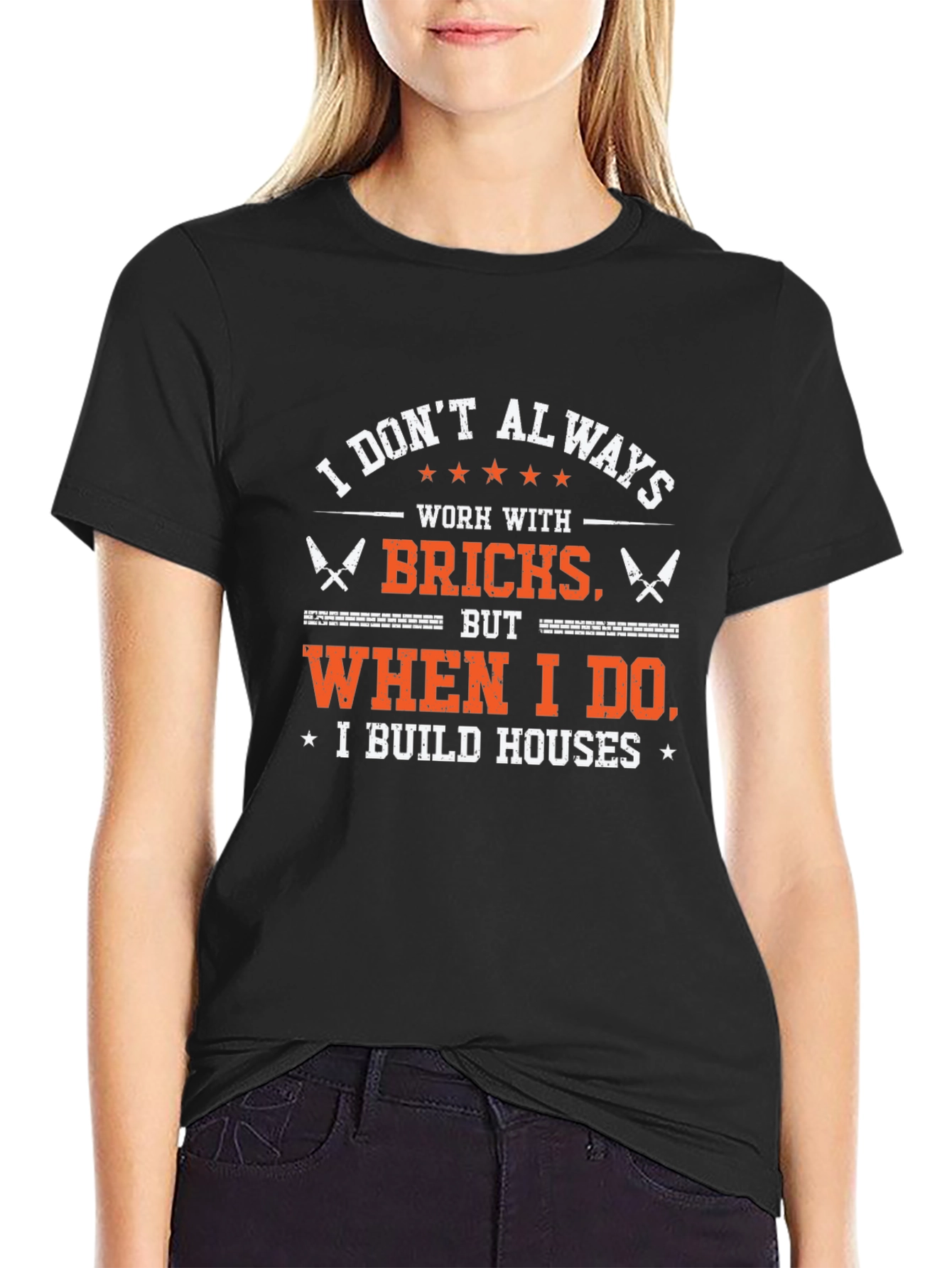 Black Bricklayer T-Shirt - I Build Houses view 2