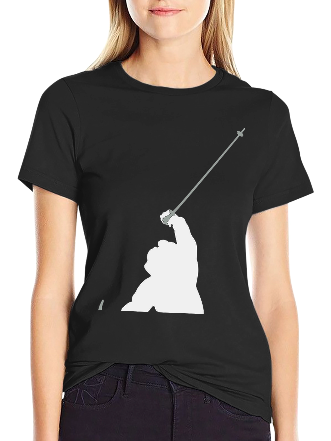 Black Fencing Graphic T-Shirt - Sporty Black Tee view 2