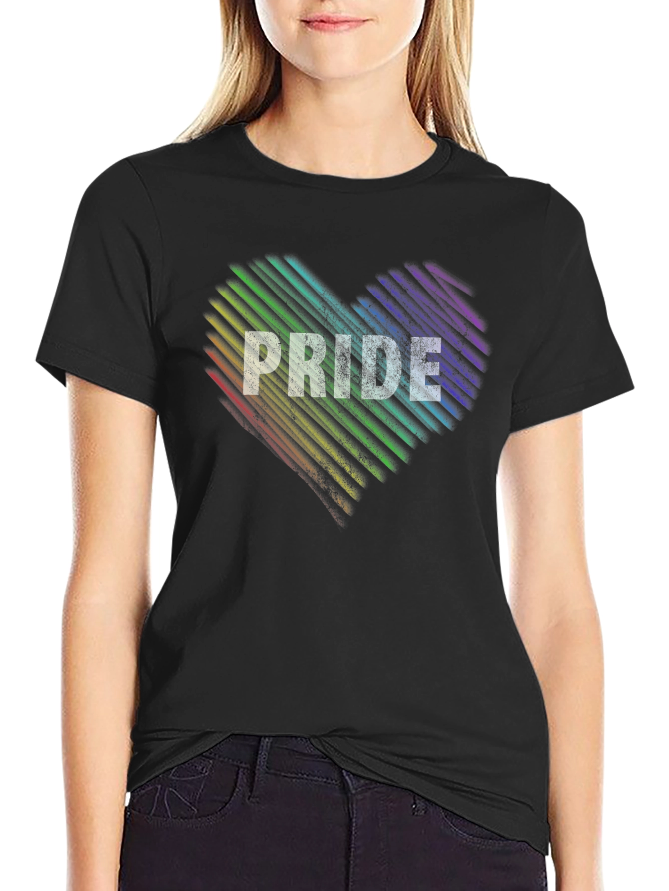 Black Pride Heart Graphic T-Shirt - LGBTQ+ Rainbow Tee view 2