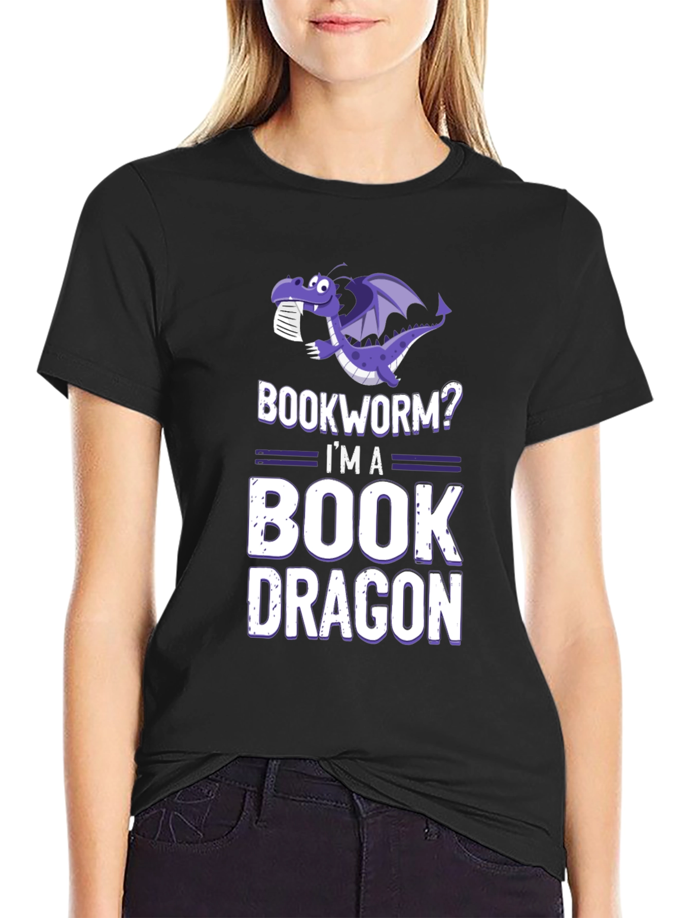 Black Bookworm? I'm a Book Dragon T-Shirt view 2