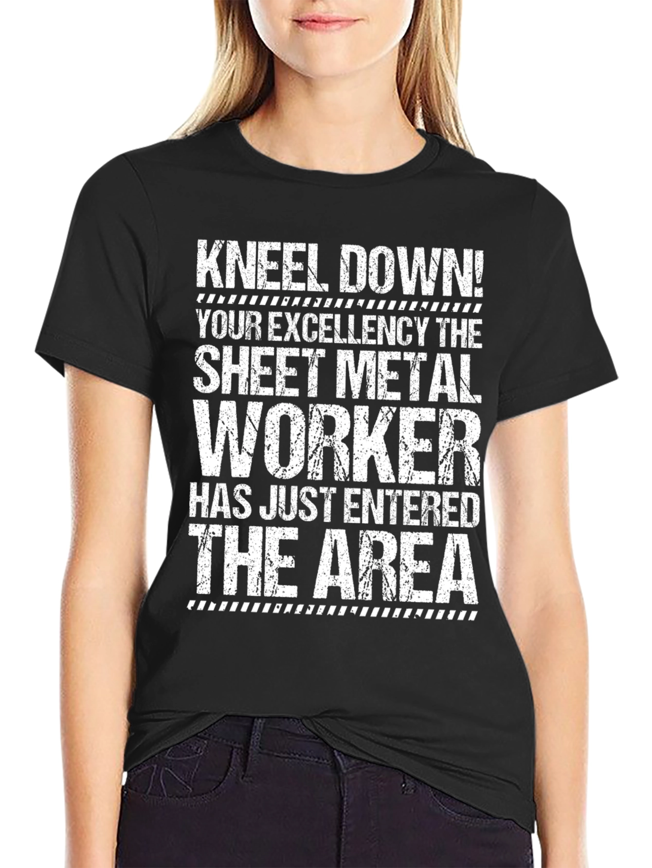 Black Kneel Down Sheet Metal Worker T-Shirt view 2