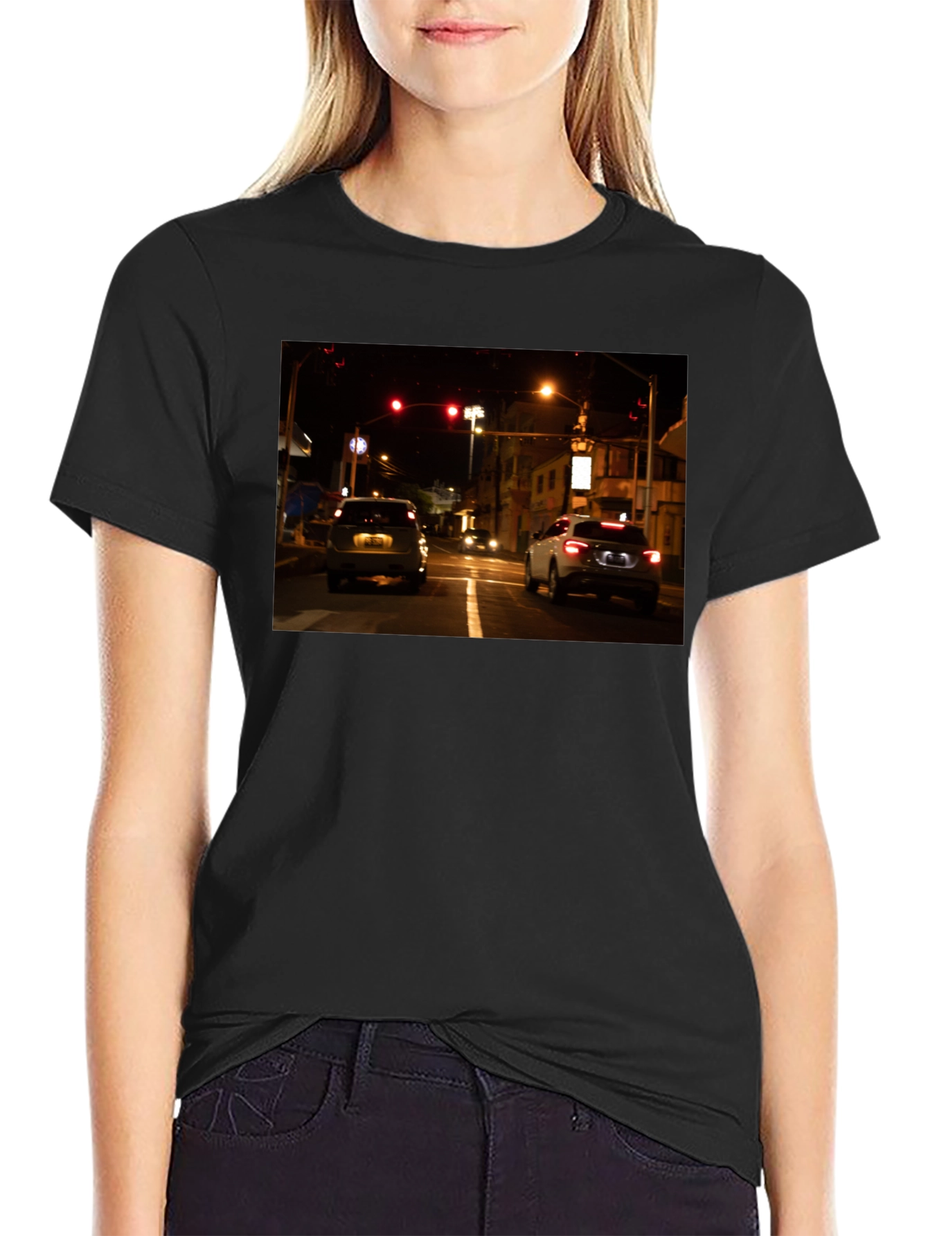 Black Night Drive Graphic Tee - Black Cotton Blend view 2